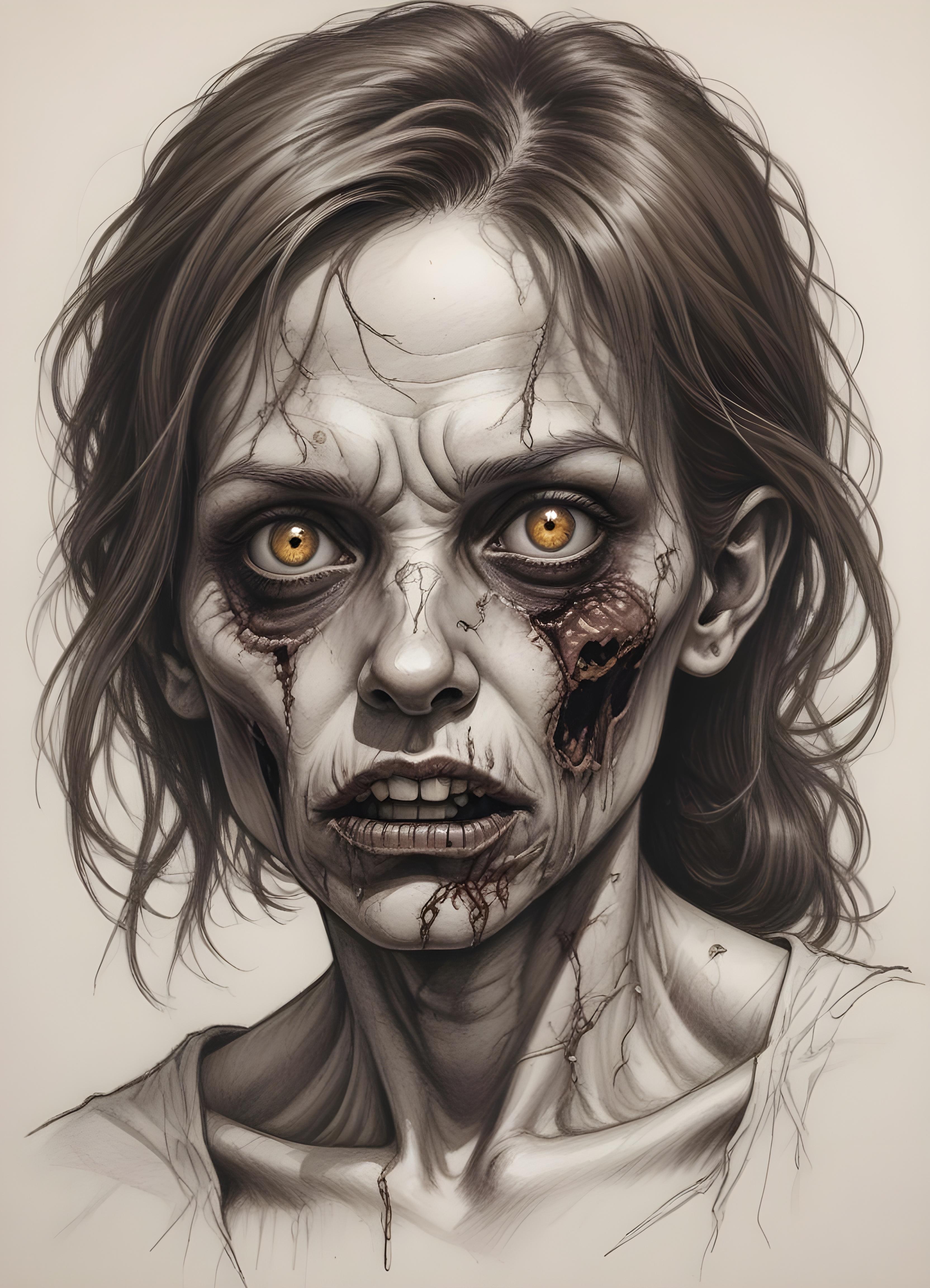 Detailed Zombie and Undead Horror Character Sketch Illustration Artwork
