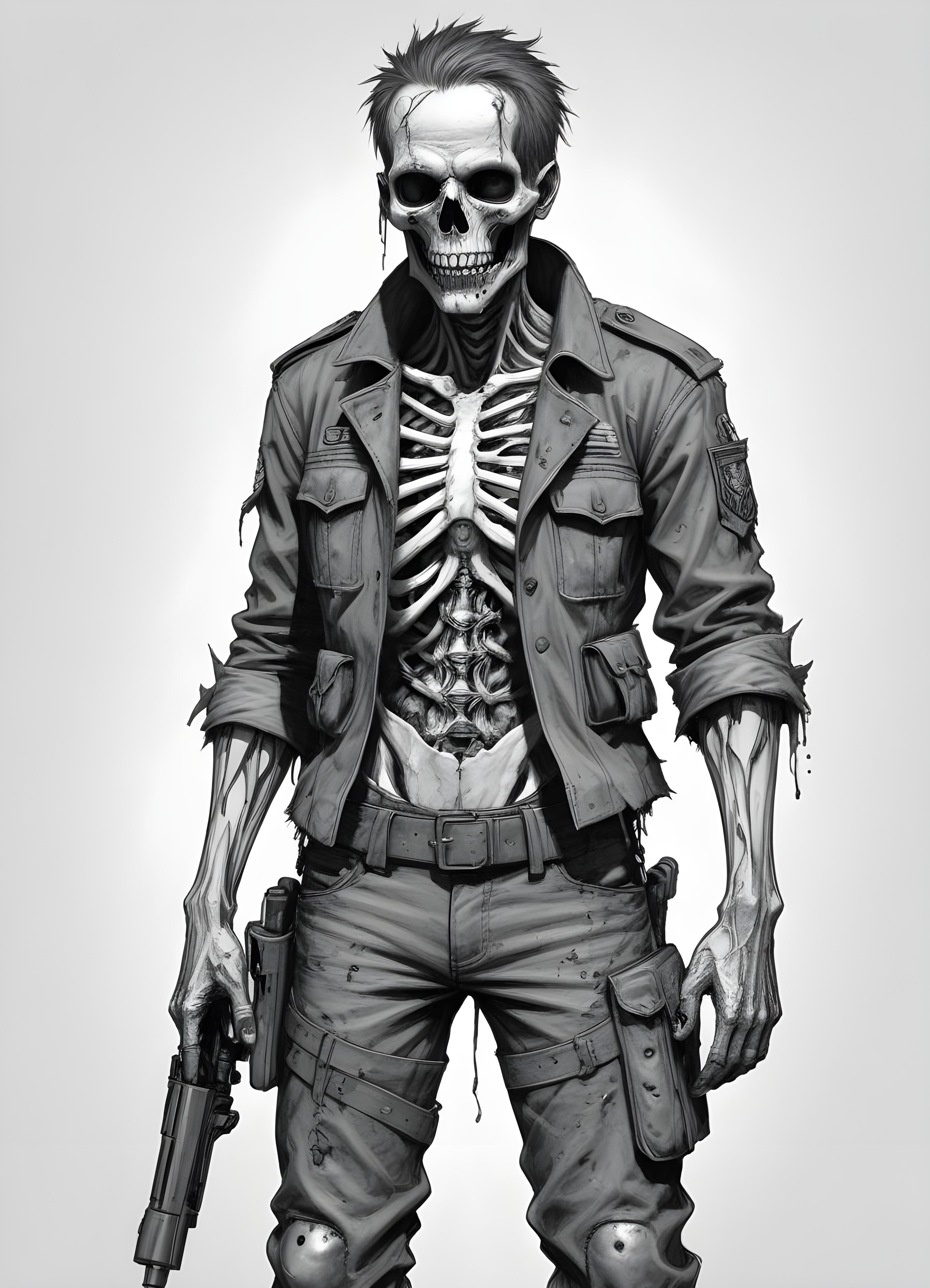 Detailed Zombie and Undead Horror Character Sketch Illustration Artwork