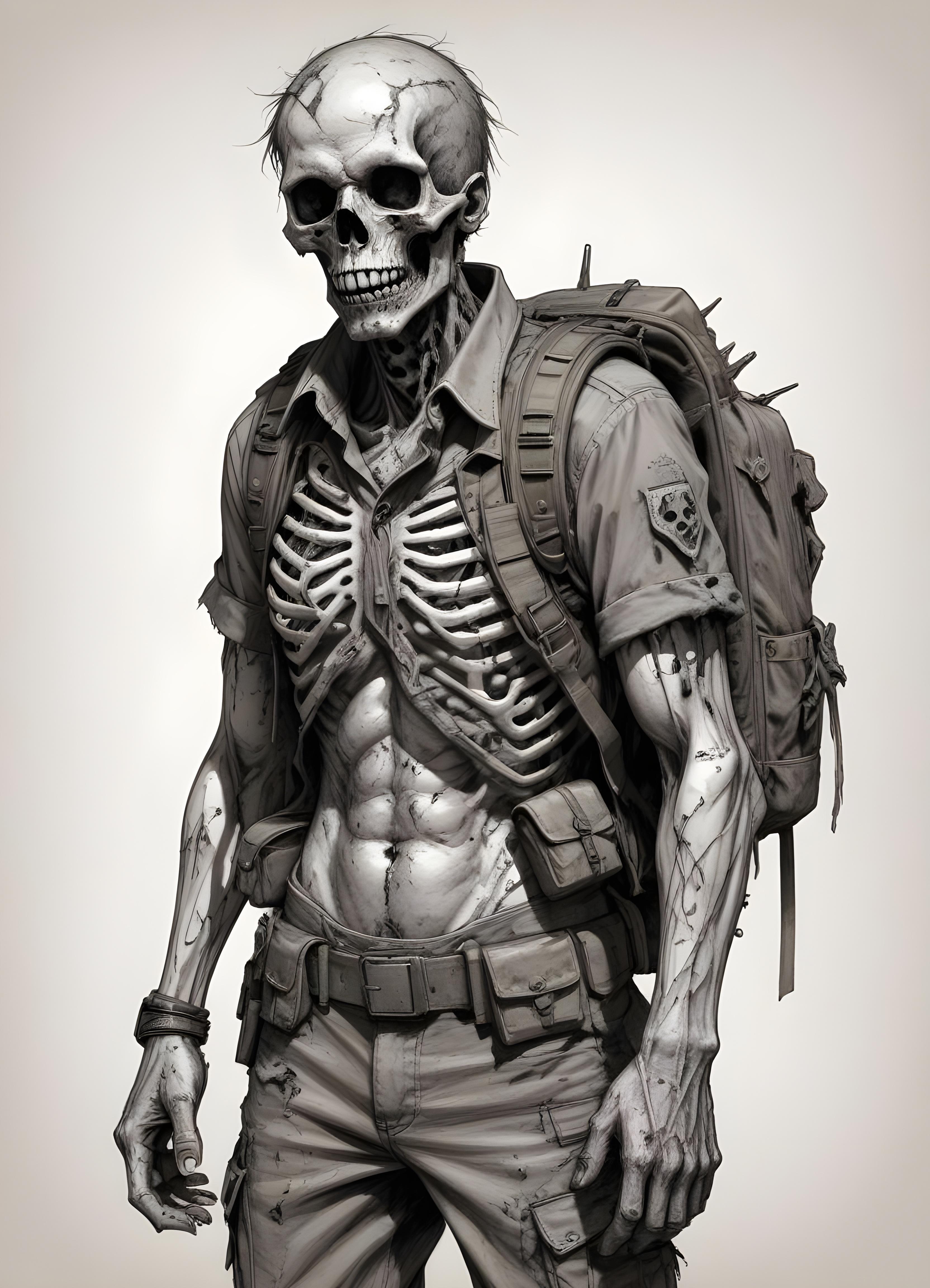 Detailed Zombie and Undead Horror Character Sketch Illustration Artwork