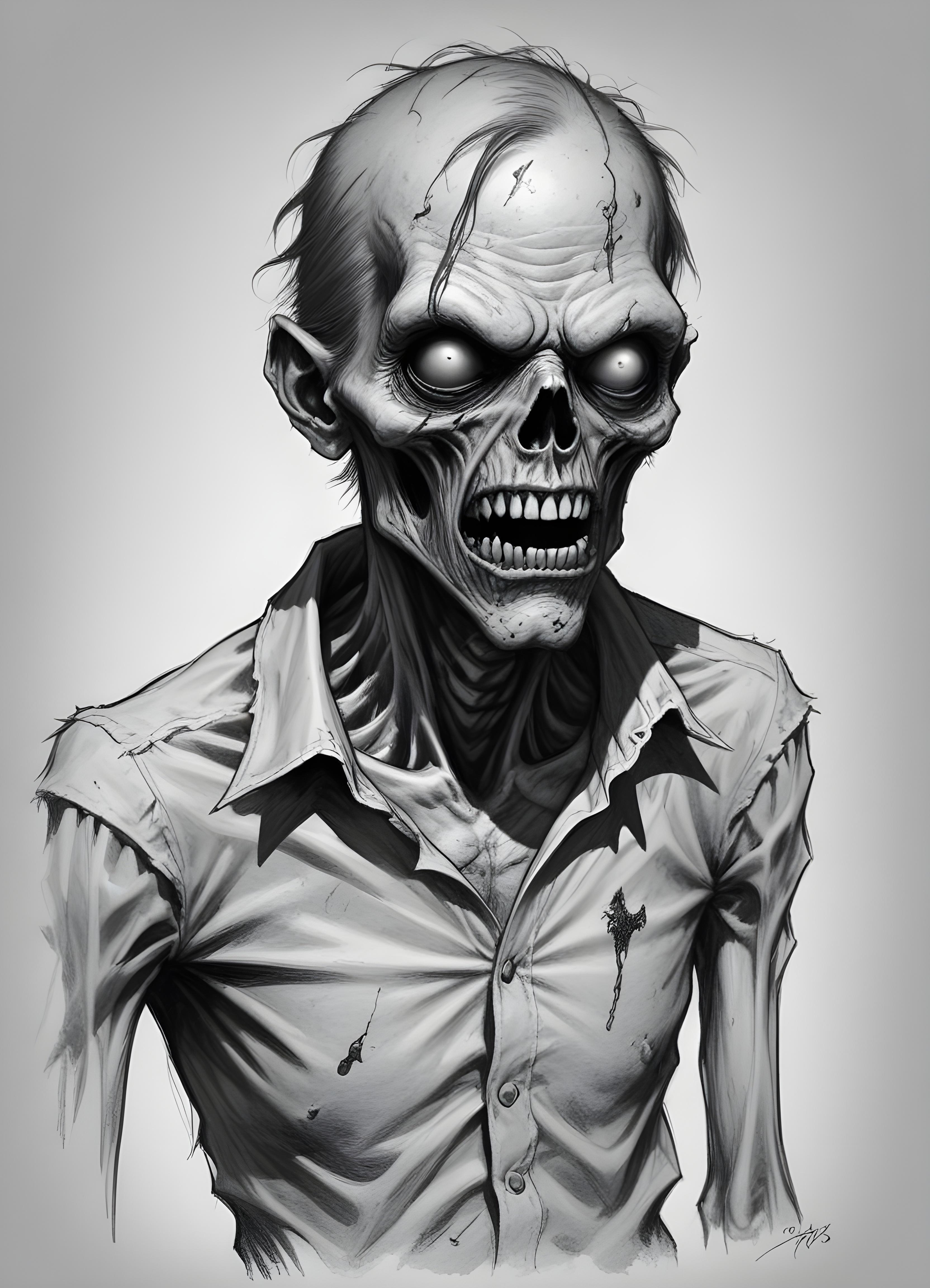 Detailed Zombie and Undead Horror Character Sketch Illustration Artwork