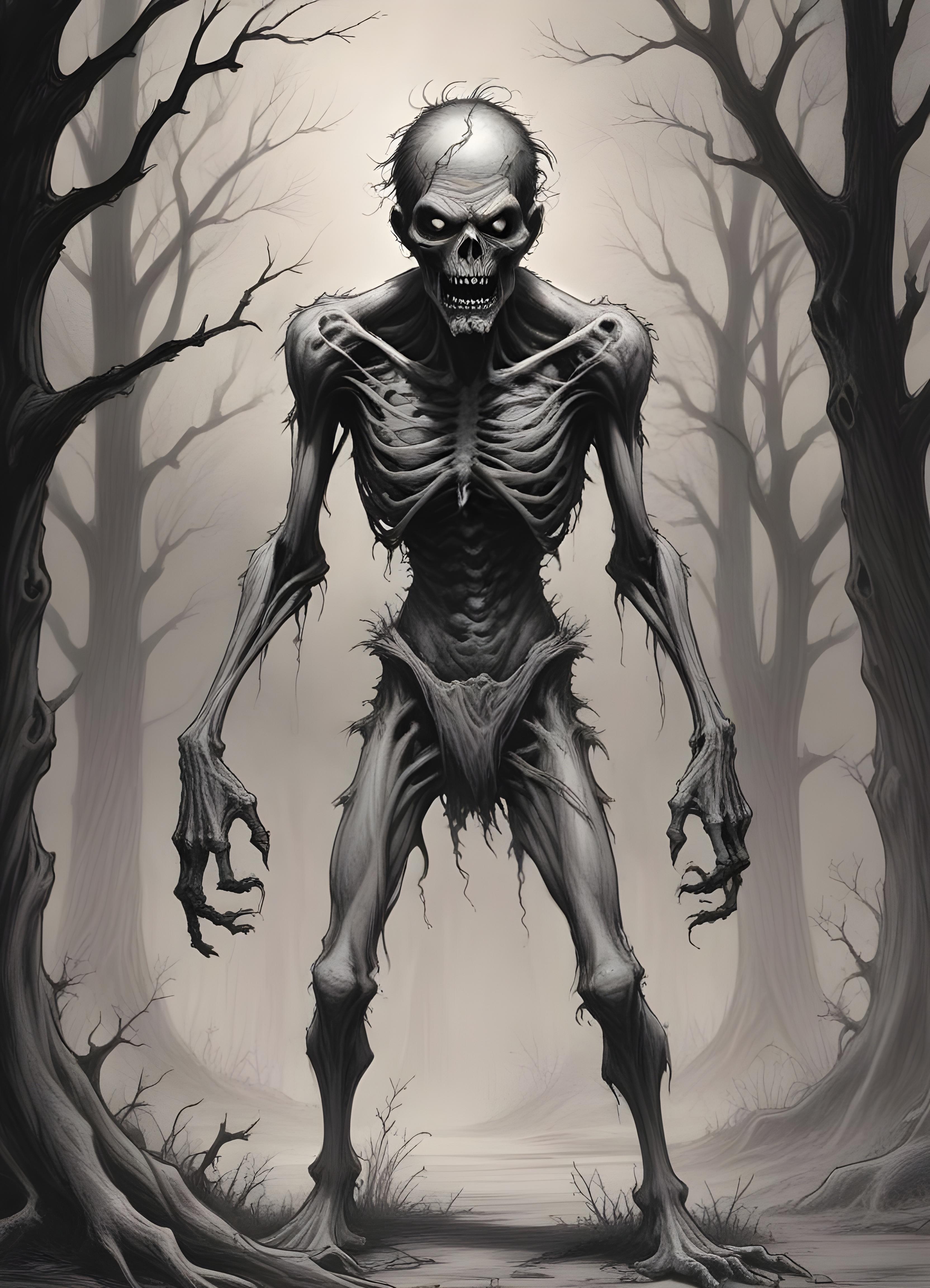 Detailed Zombie and Undead Horror Character Sketch Illustration Artwork