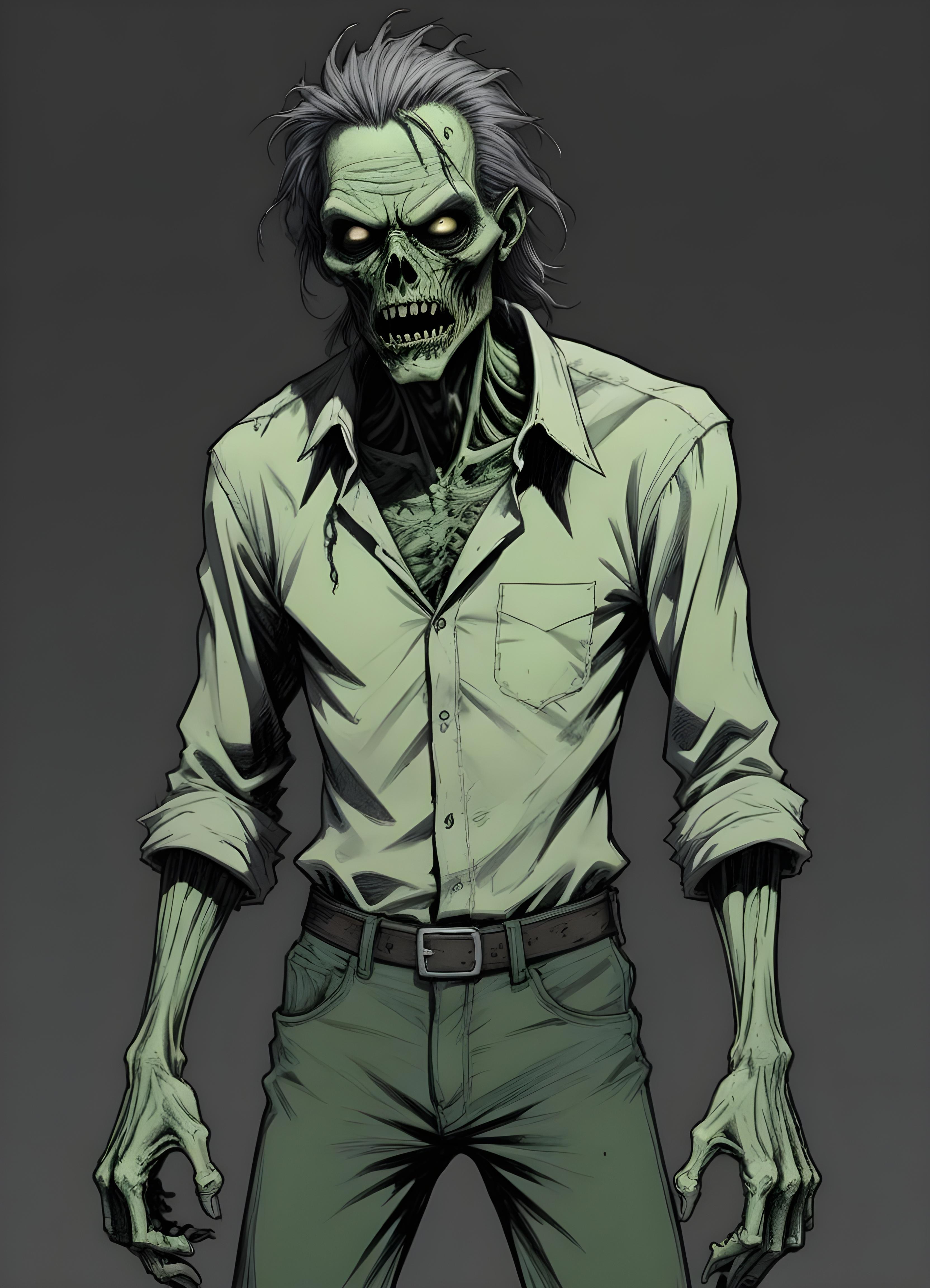 Detailed Zombie and Undead Horror Character Sketch Illustration Artwork
