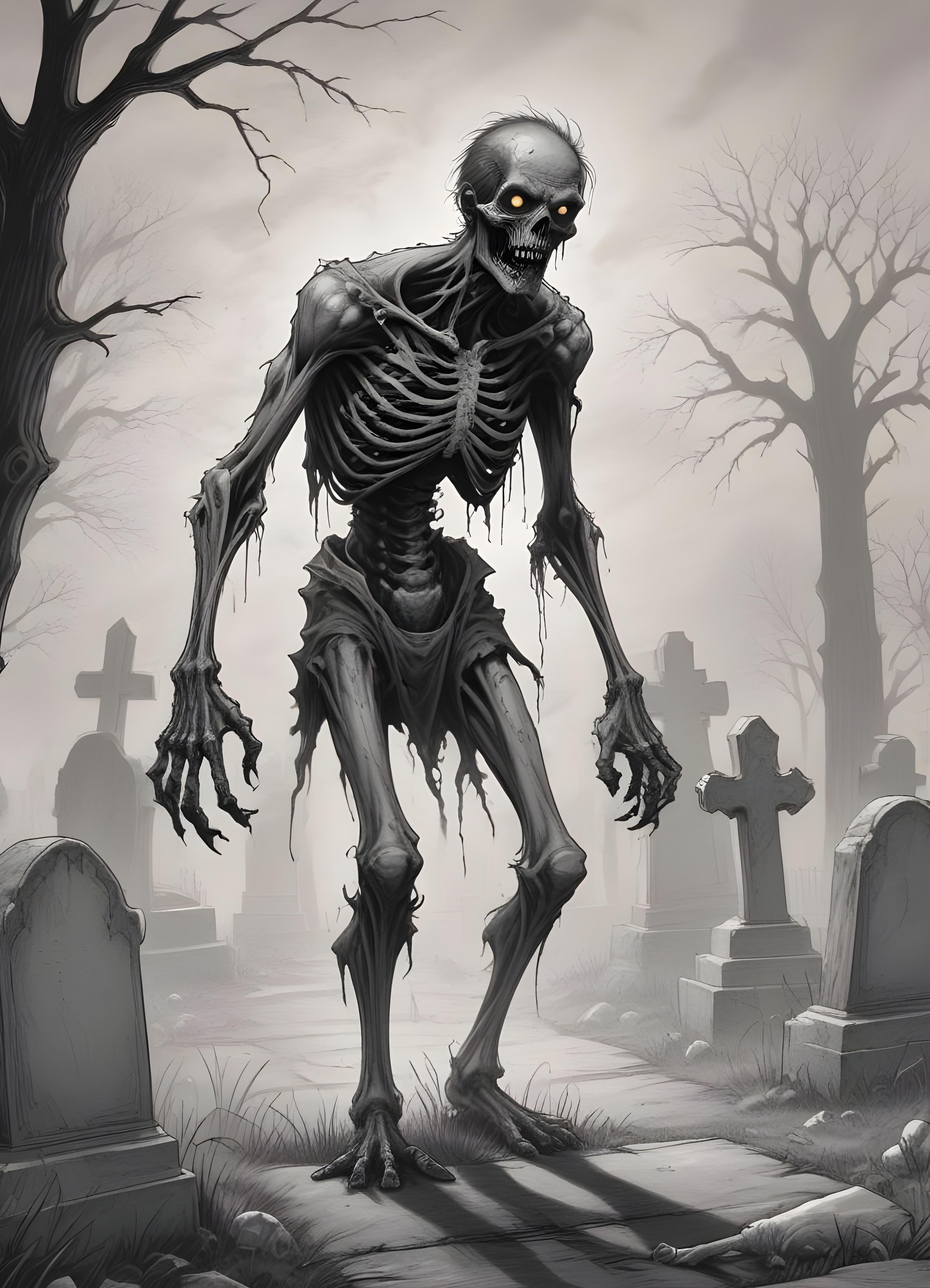 Detailed Zombie and Undead Horror Character Sketch Illustration Artwork