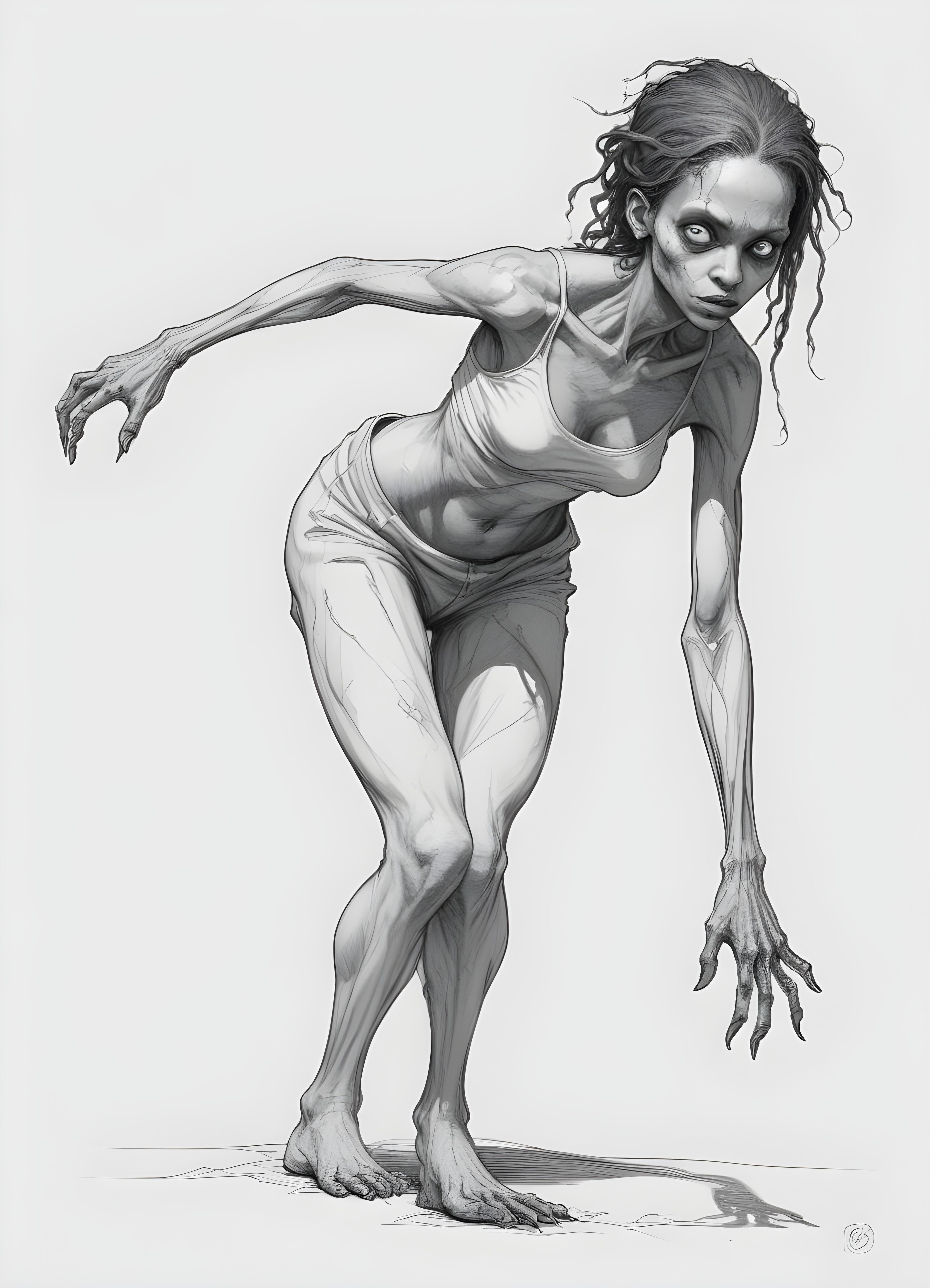 Detailed Zombie and Undead Horror Character Sketch Illustration Artwork