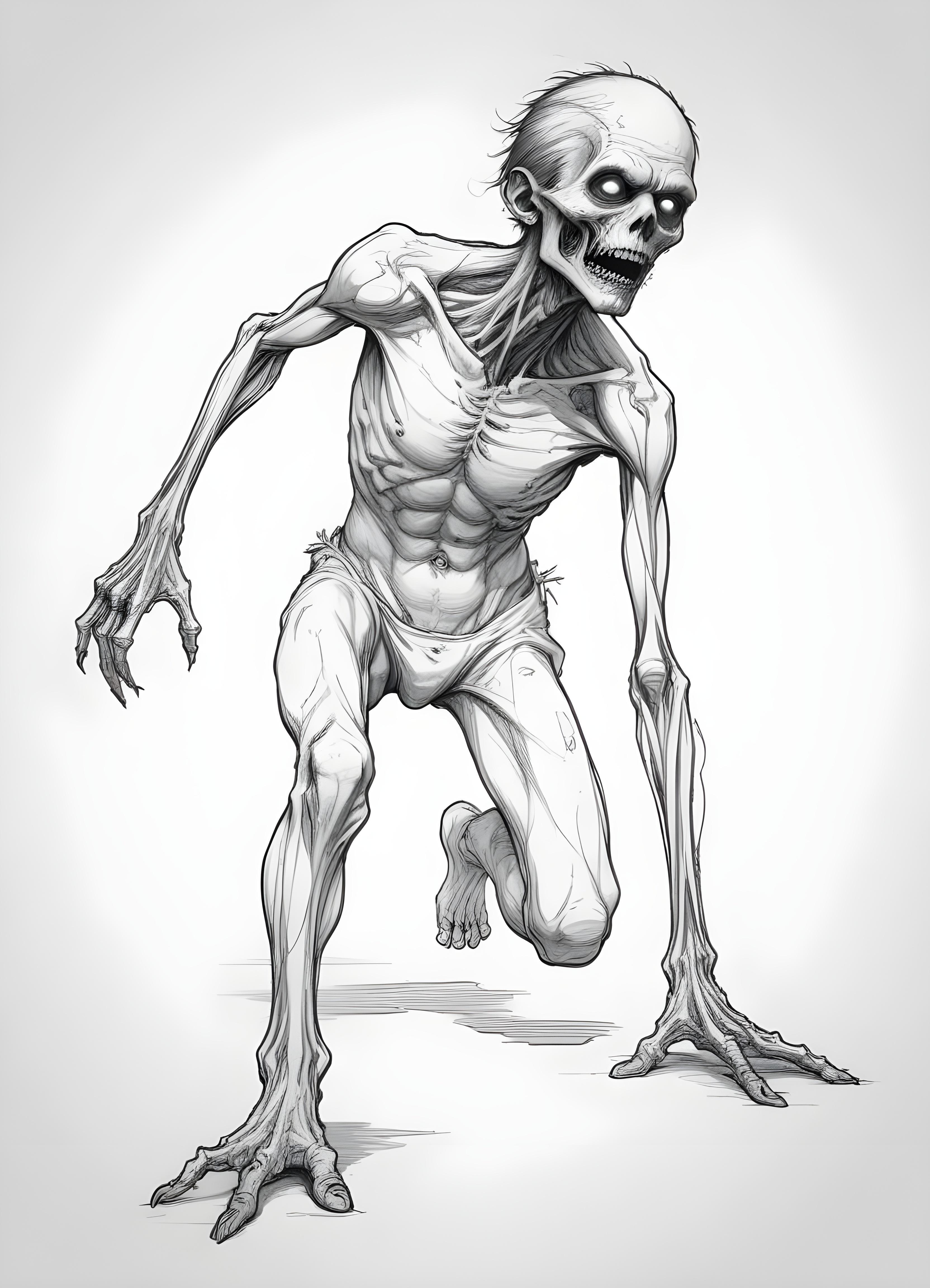 Detailed Zombie and Undead Horror Character Sketch Illustration Artwork