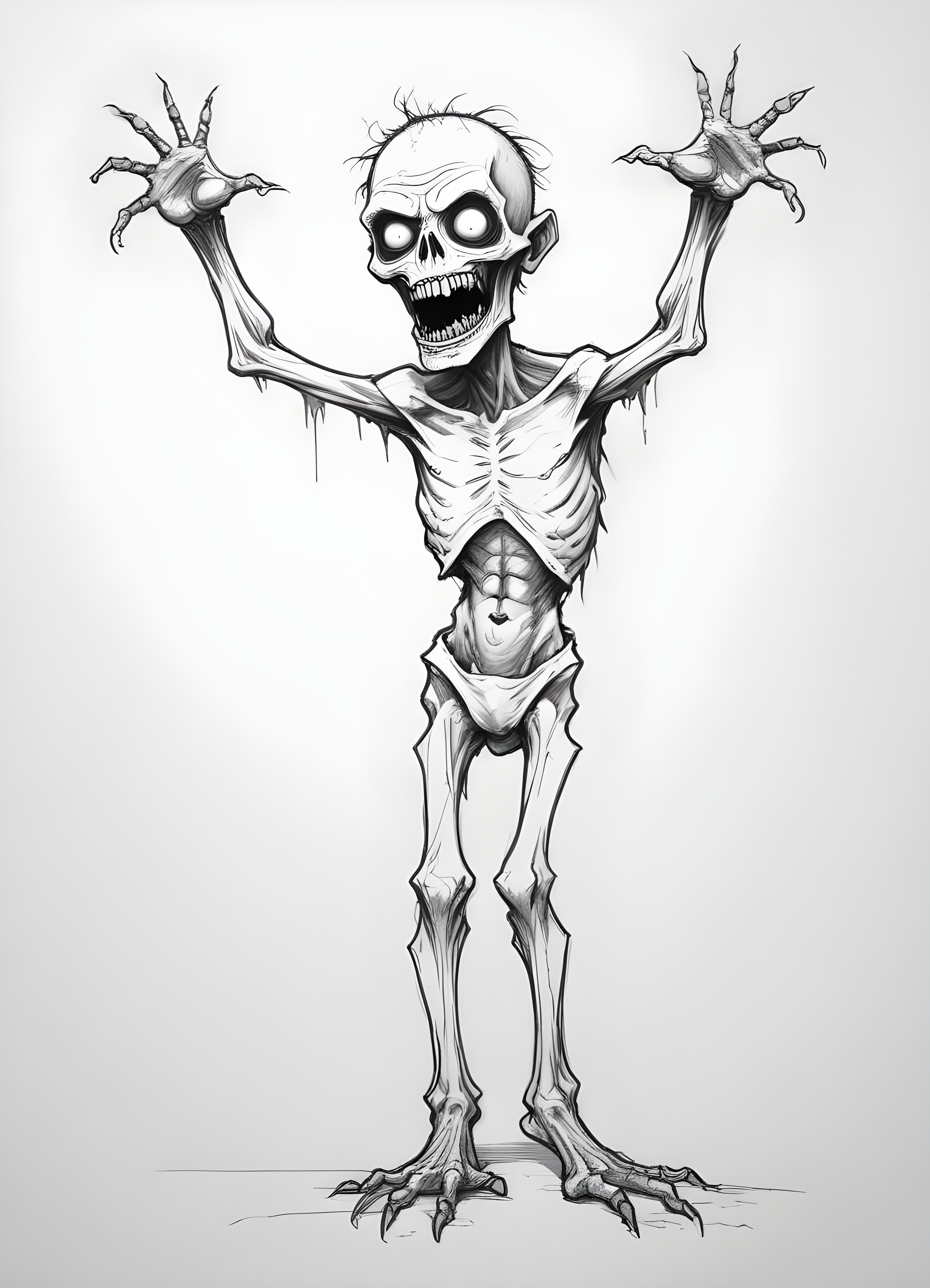 Detailed Zombie and Undead Horror Character Sketch Illustration Artwork