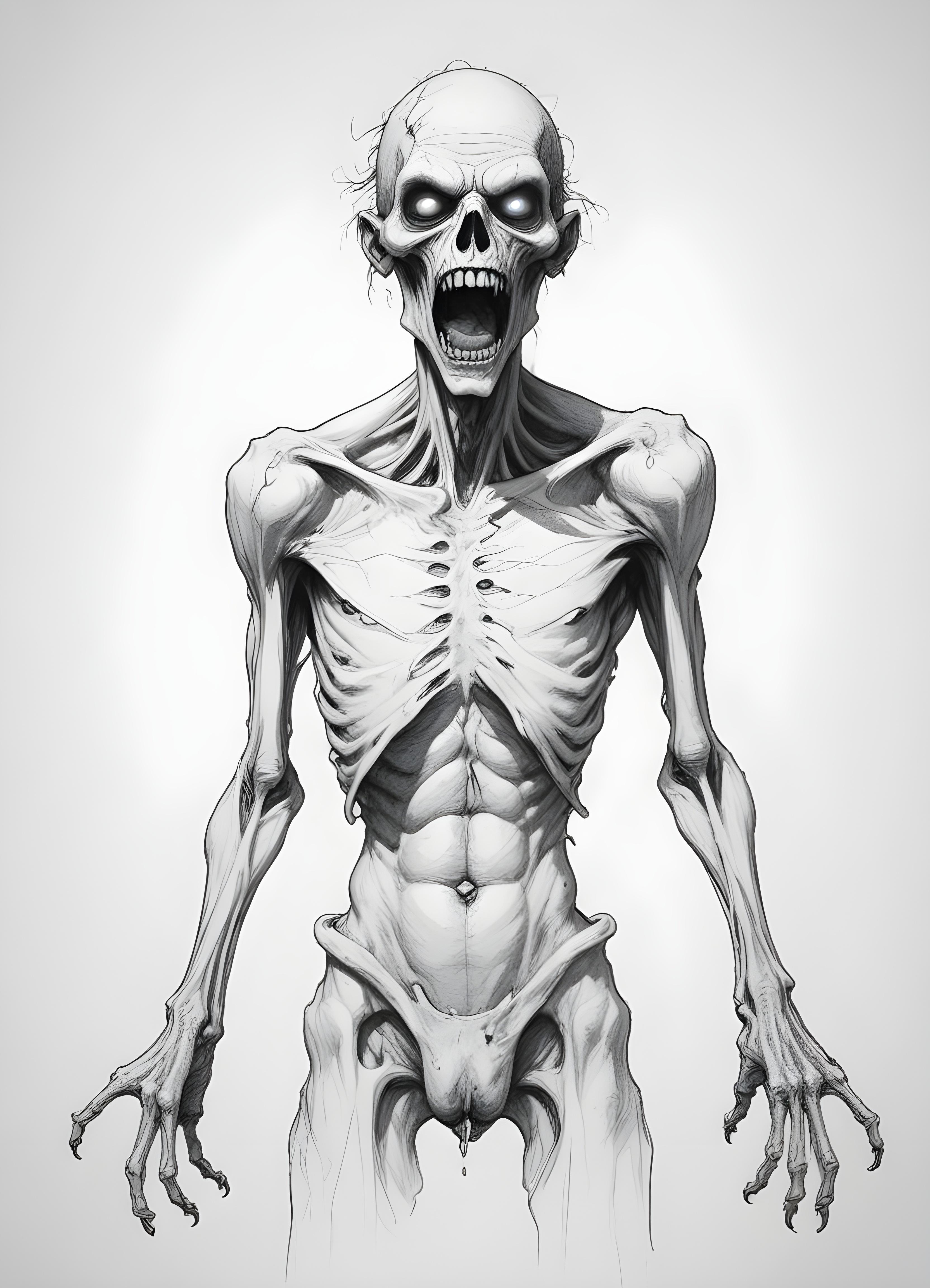 Detailed Zombie and Undead Horror Character Sketch Illustration Artwork