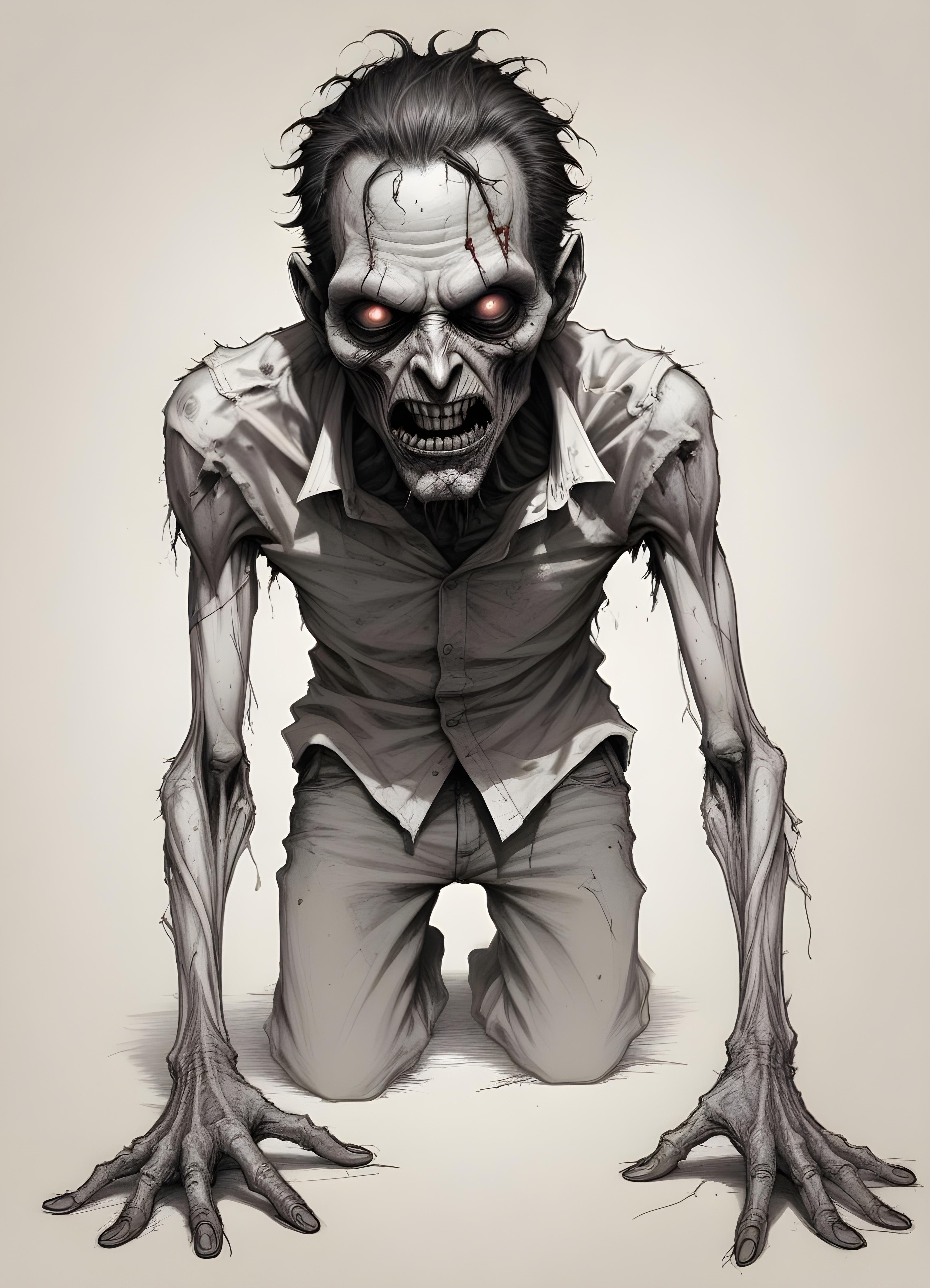 Detailed Zombie and Undead Horror Character Sketch Illustration Artwork