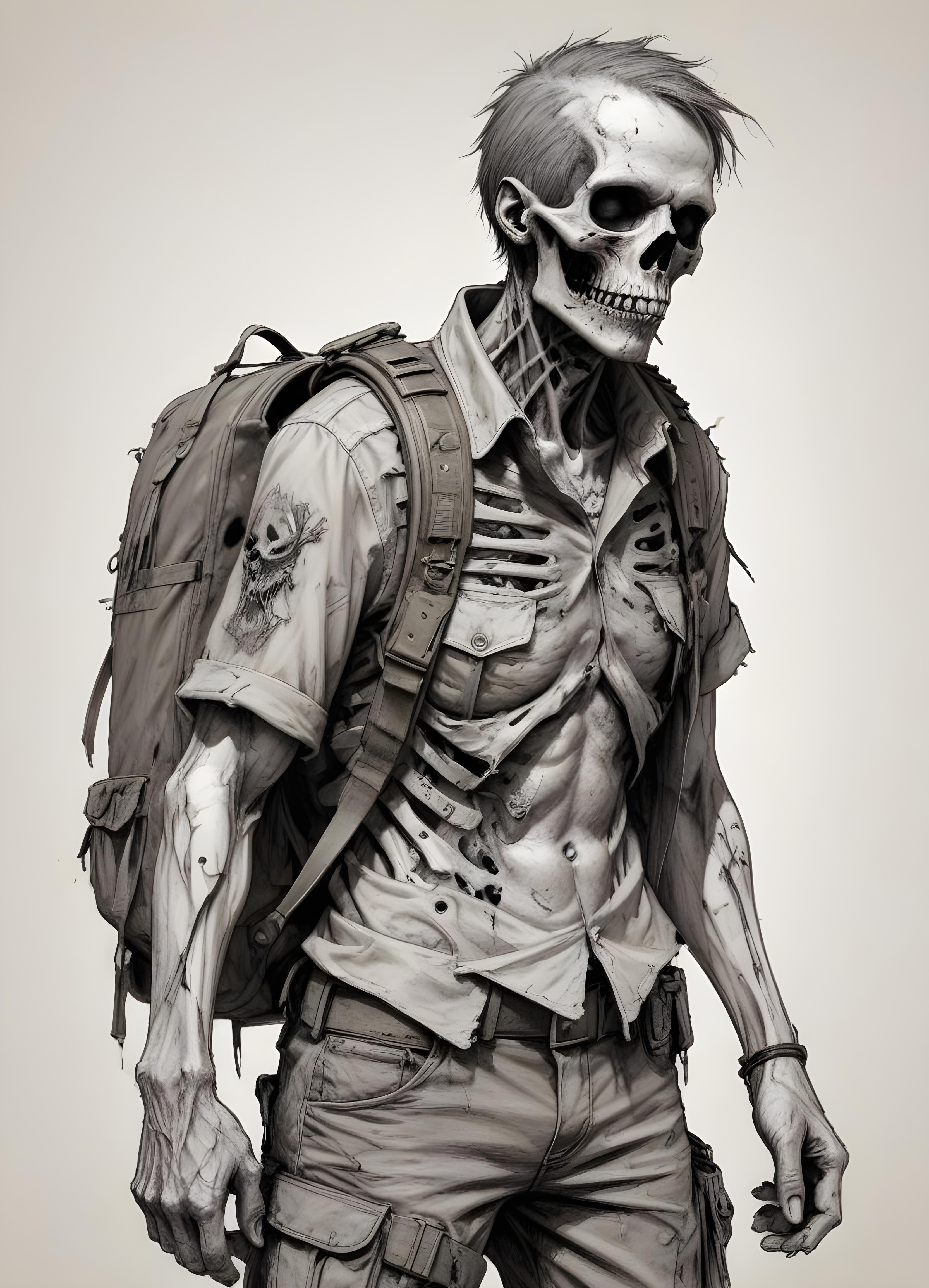 Detailed Zombie and Undead Horror Character Sketch Illustration Artwork