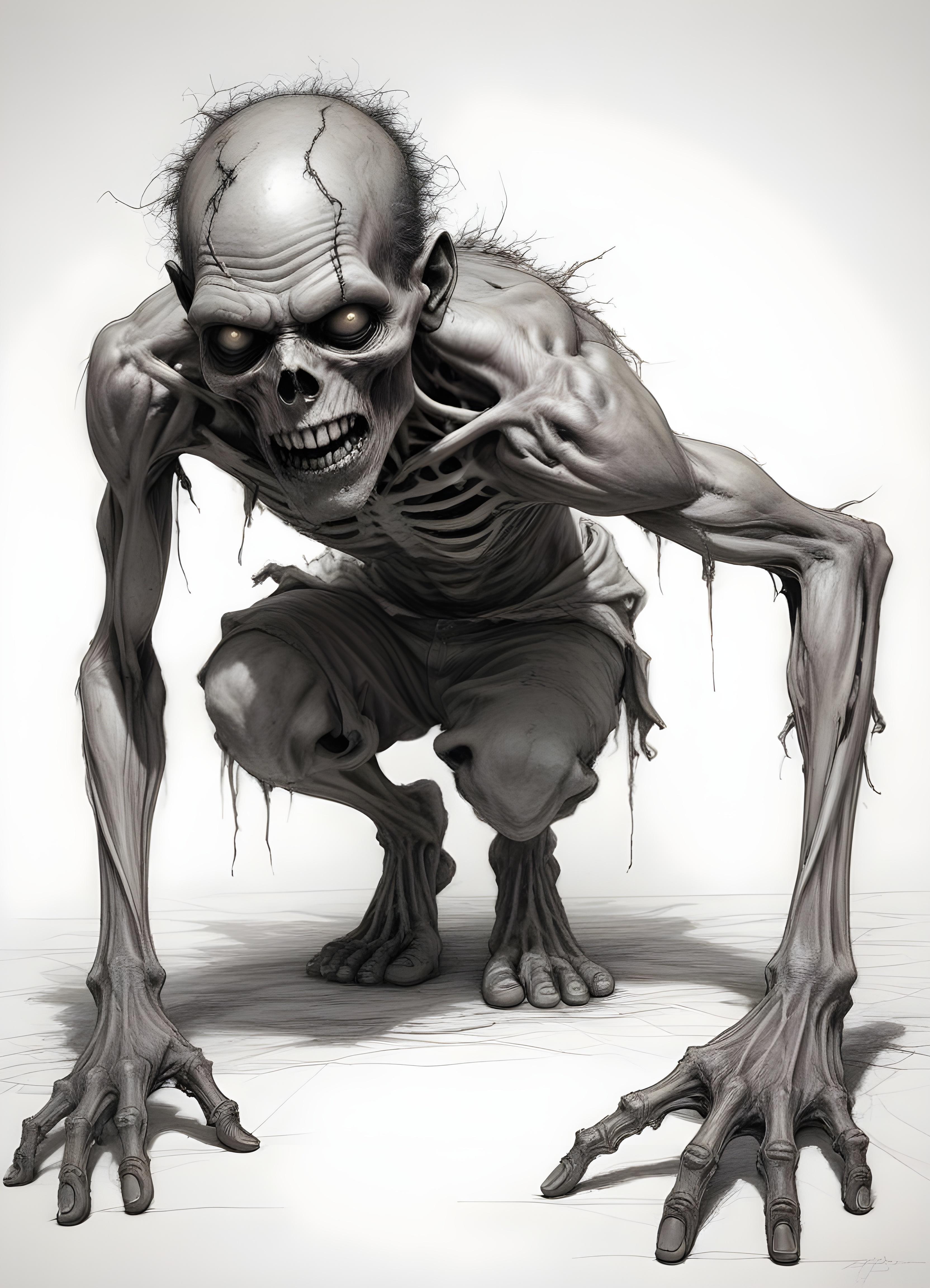 Detailed Zombie and Undead Horror Character Sketch Illustration Artwork