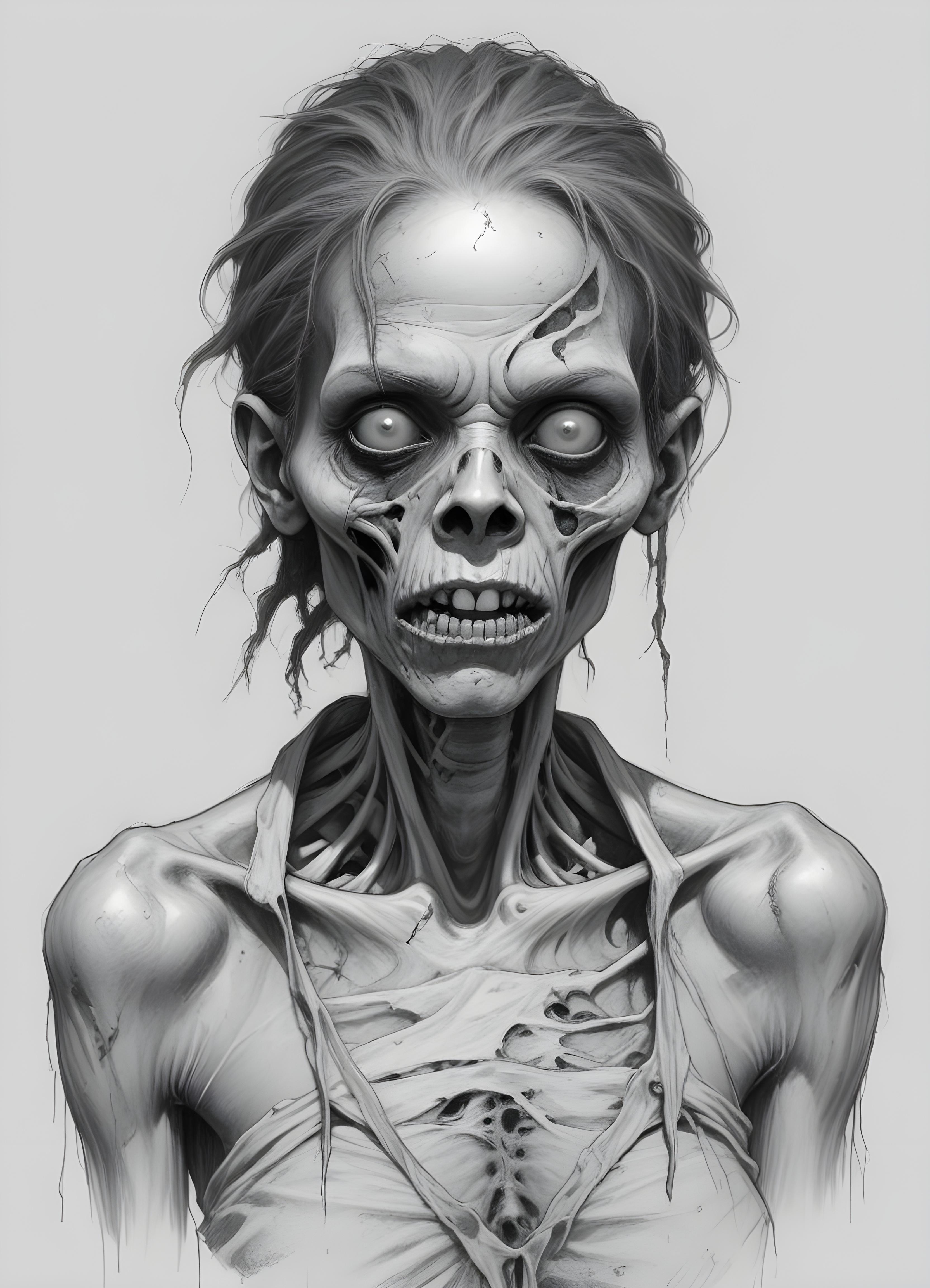 Detailed Zombie and Undead Horror Character Sketch Illustration Artwork