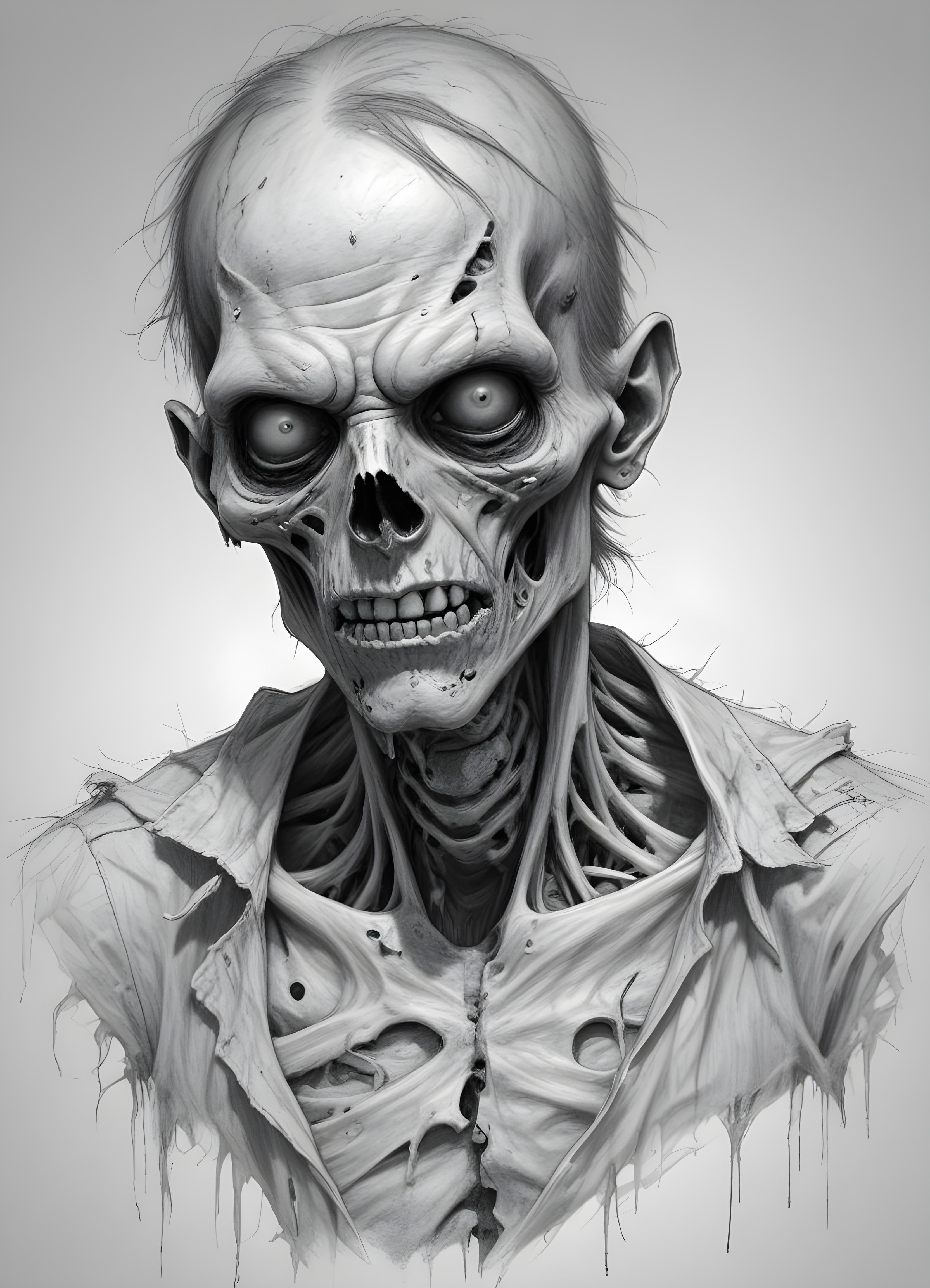 Detailed Zombie and Undead Horror Character Sketch Illustration Artwork