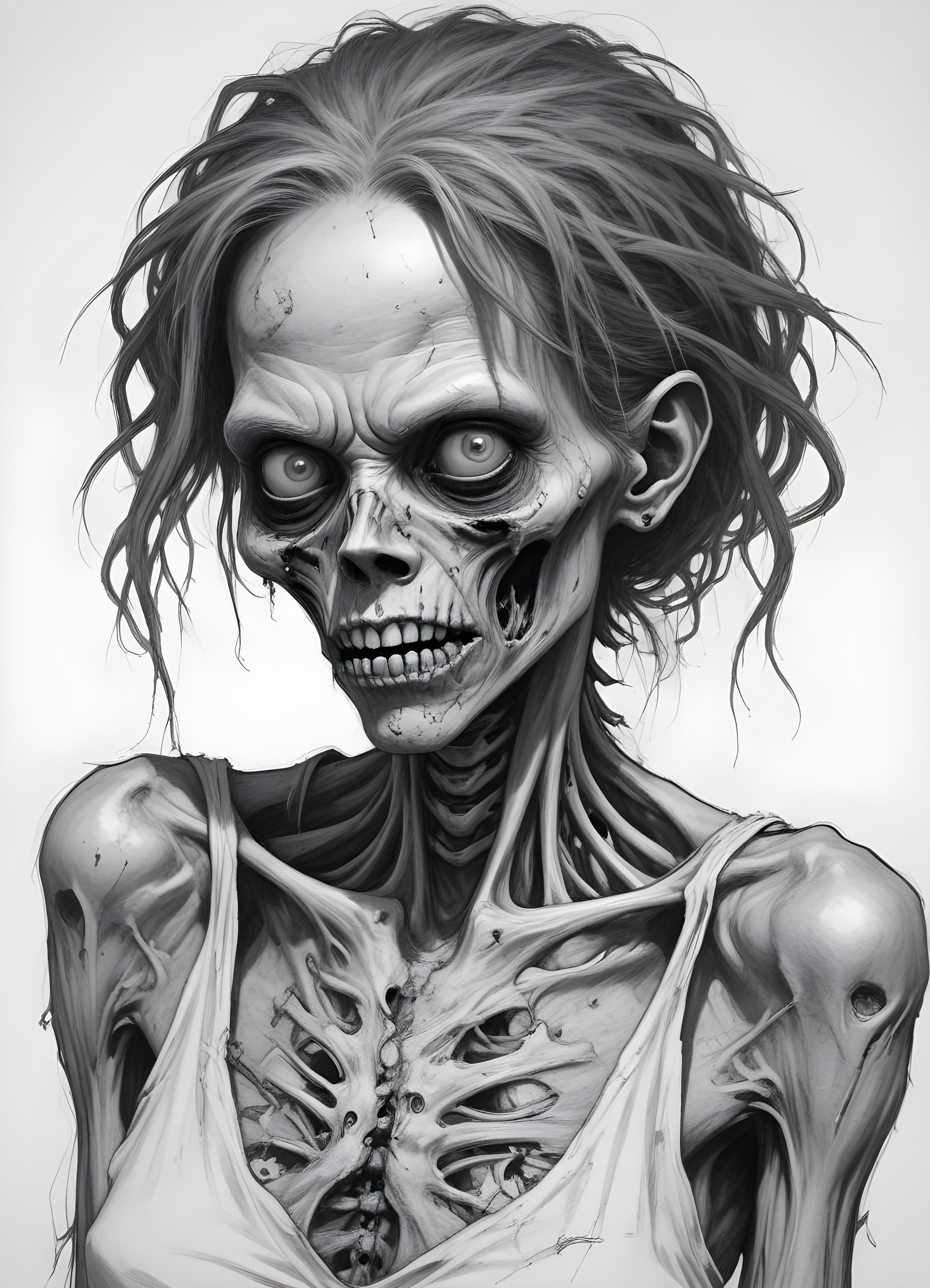 Detailed Zombie and Undead Horror Character Sketch Illustration Artwork