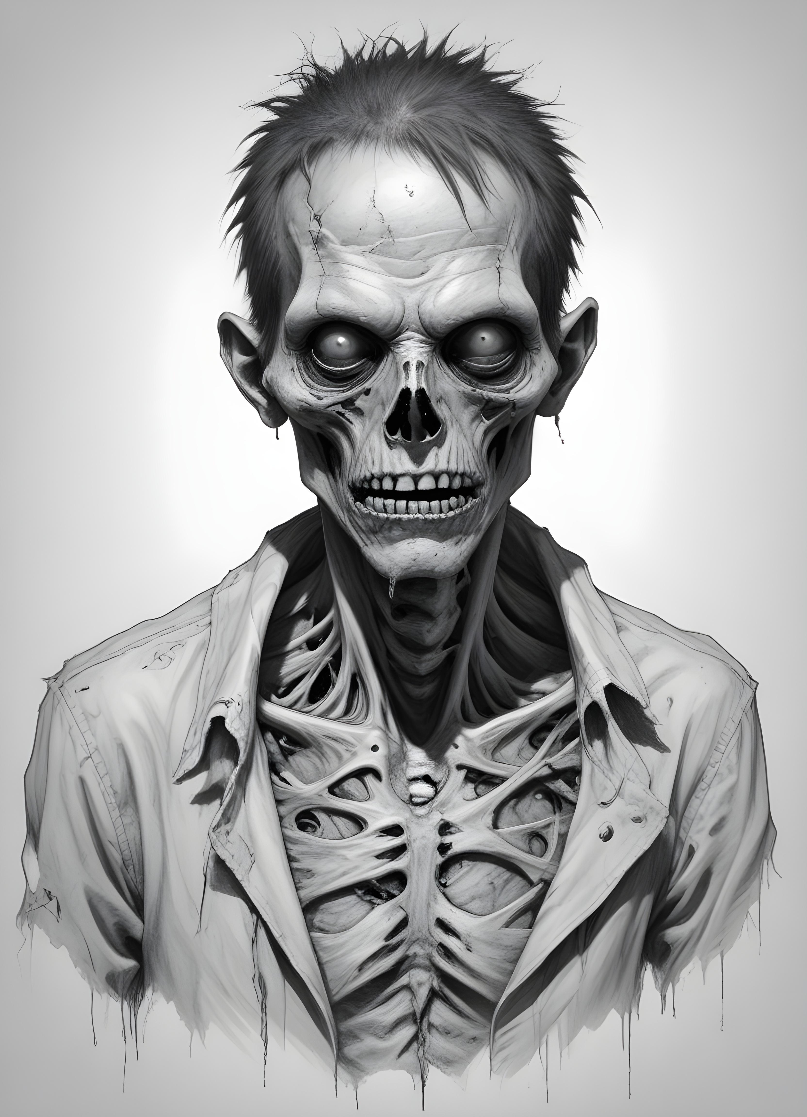 Detailed Zombie and Undead Horror Character Sketch Illustration Artwork