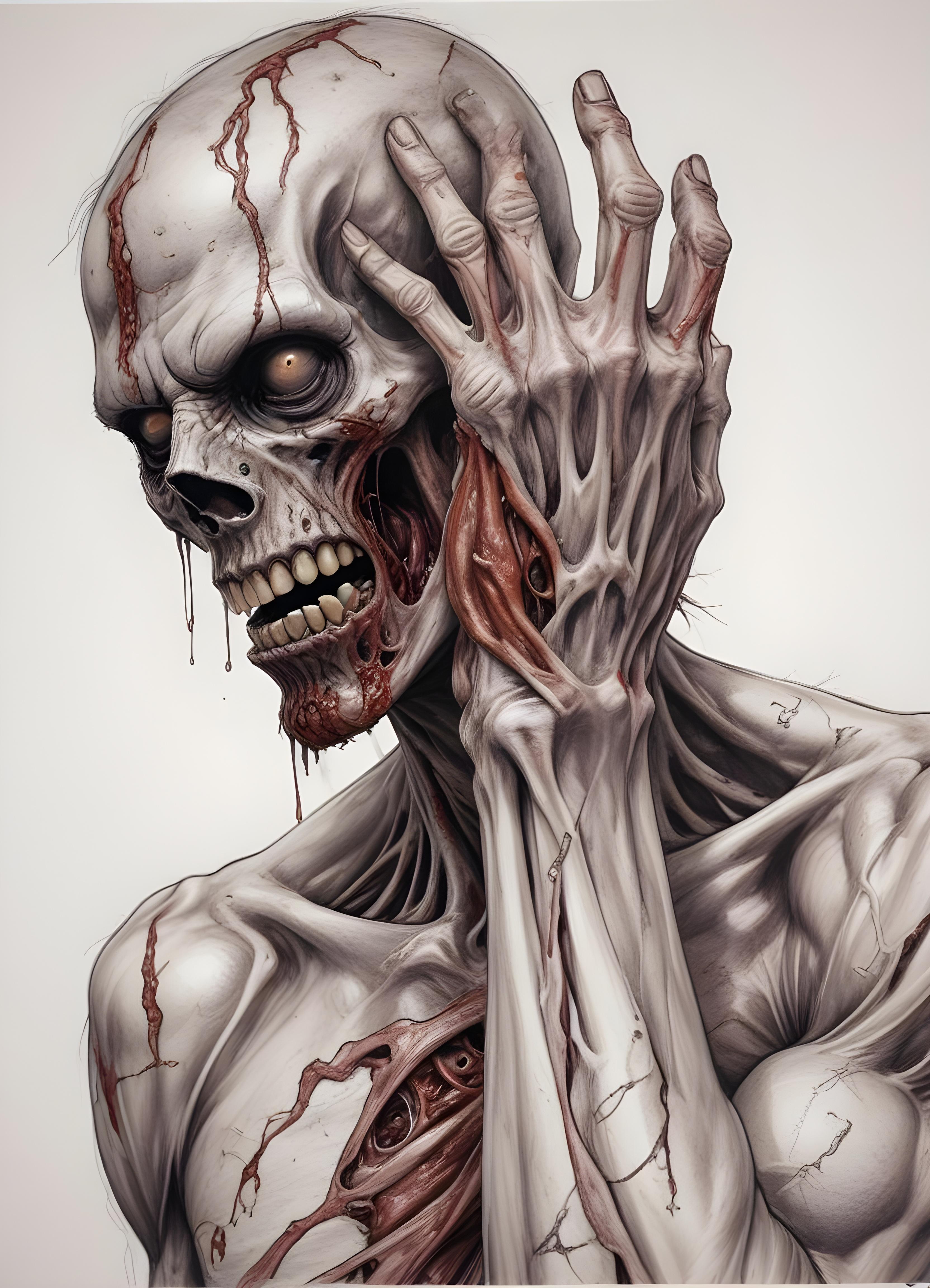 Detailed Zombie and Undead Horror Character Sketch Illustration Artwork