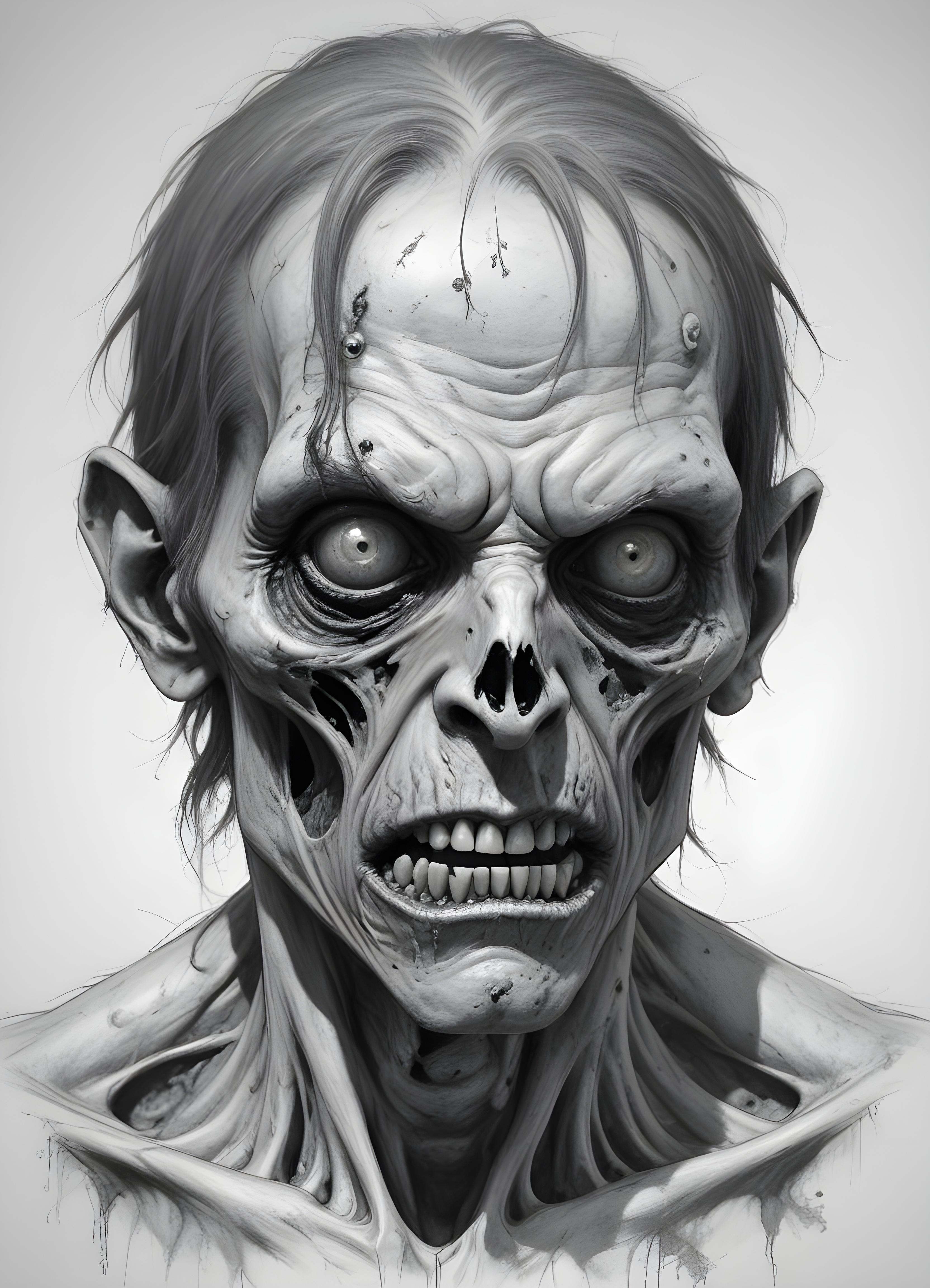 Detailed Zombie and Undead Horror Character Sketch Illustration Artwork