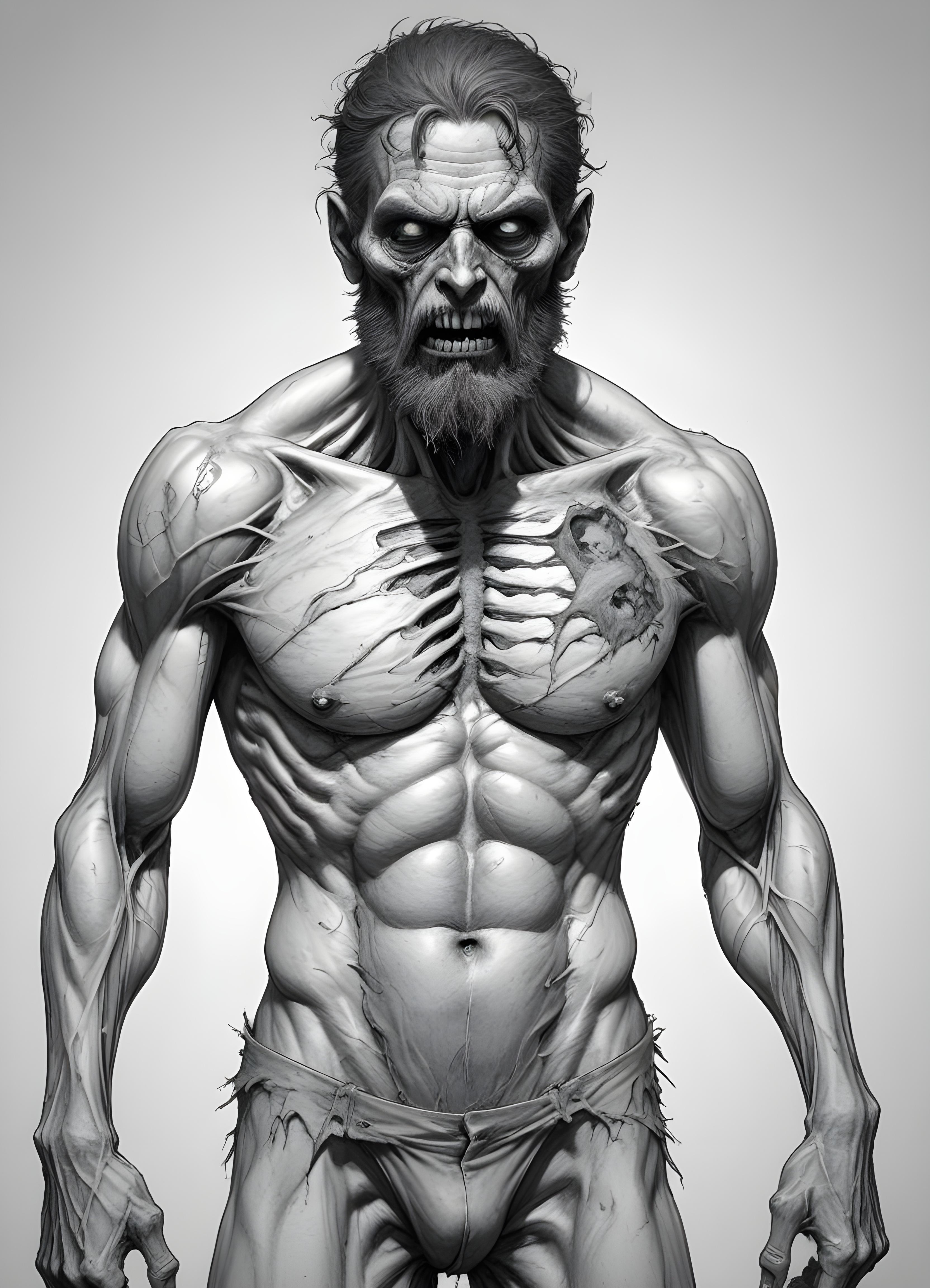Detailed Zombie and Undead Horror Character Sketch Illustration Artwork