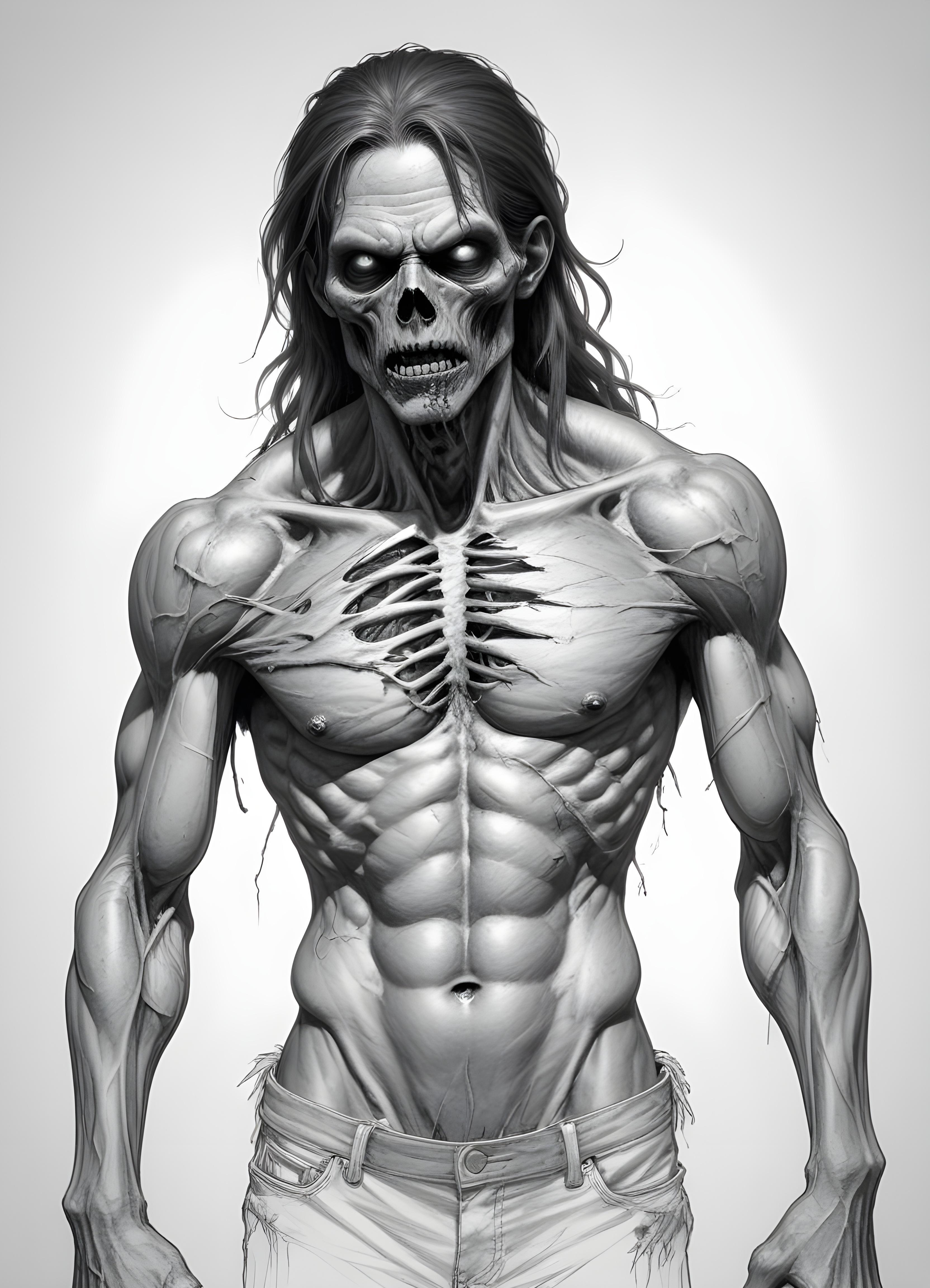 Detailed Zombie and Undead Horror Character Sketch Illustration Artwork