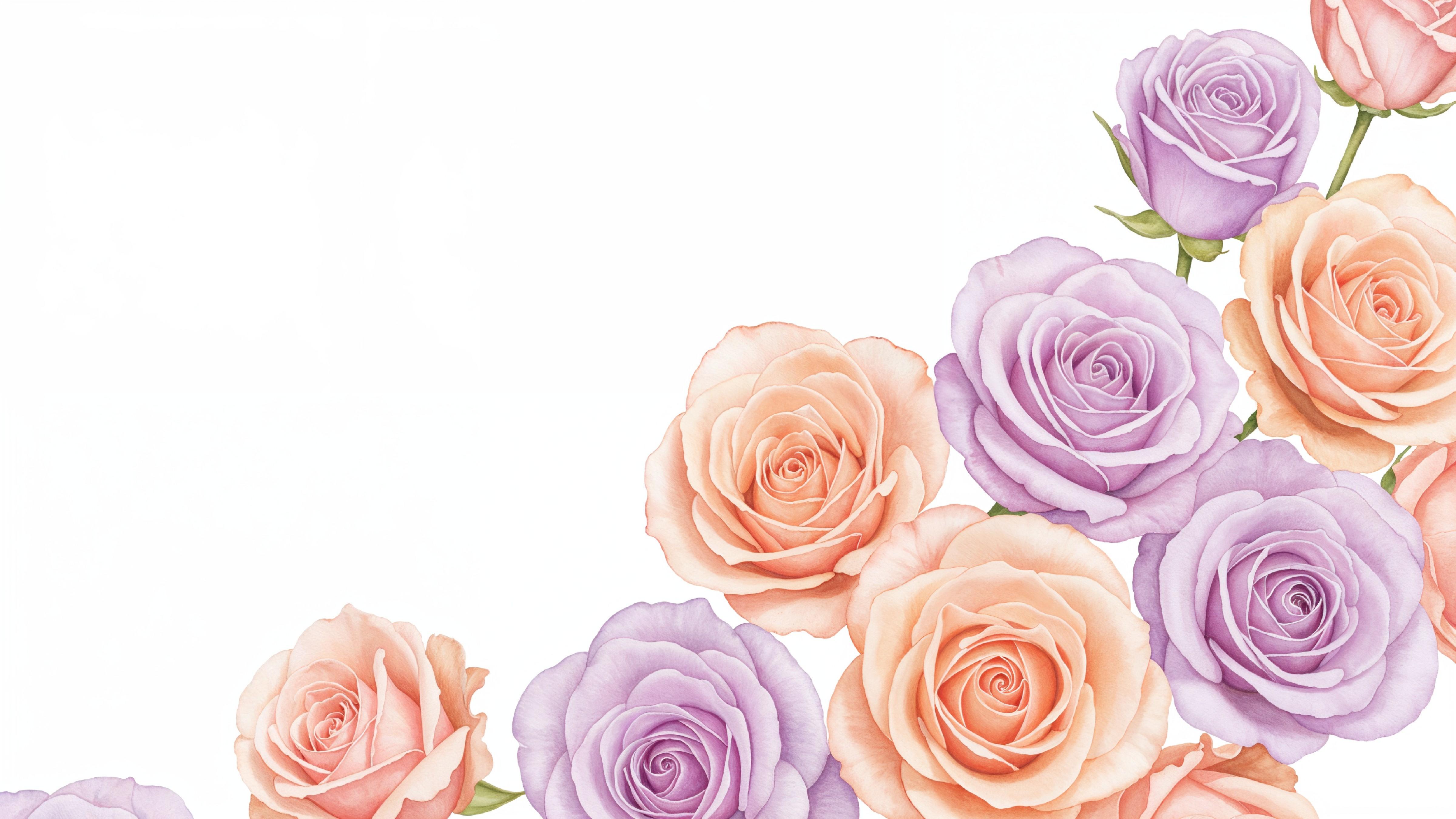 Dreamy Watercolor Pastel Rose Bouquet Illustration