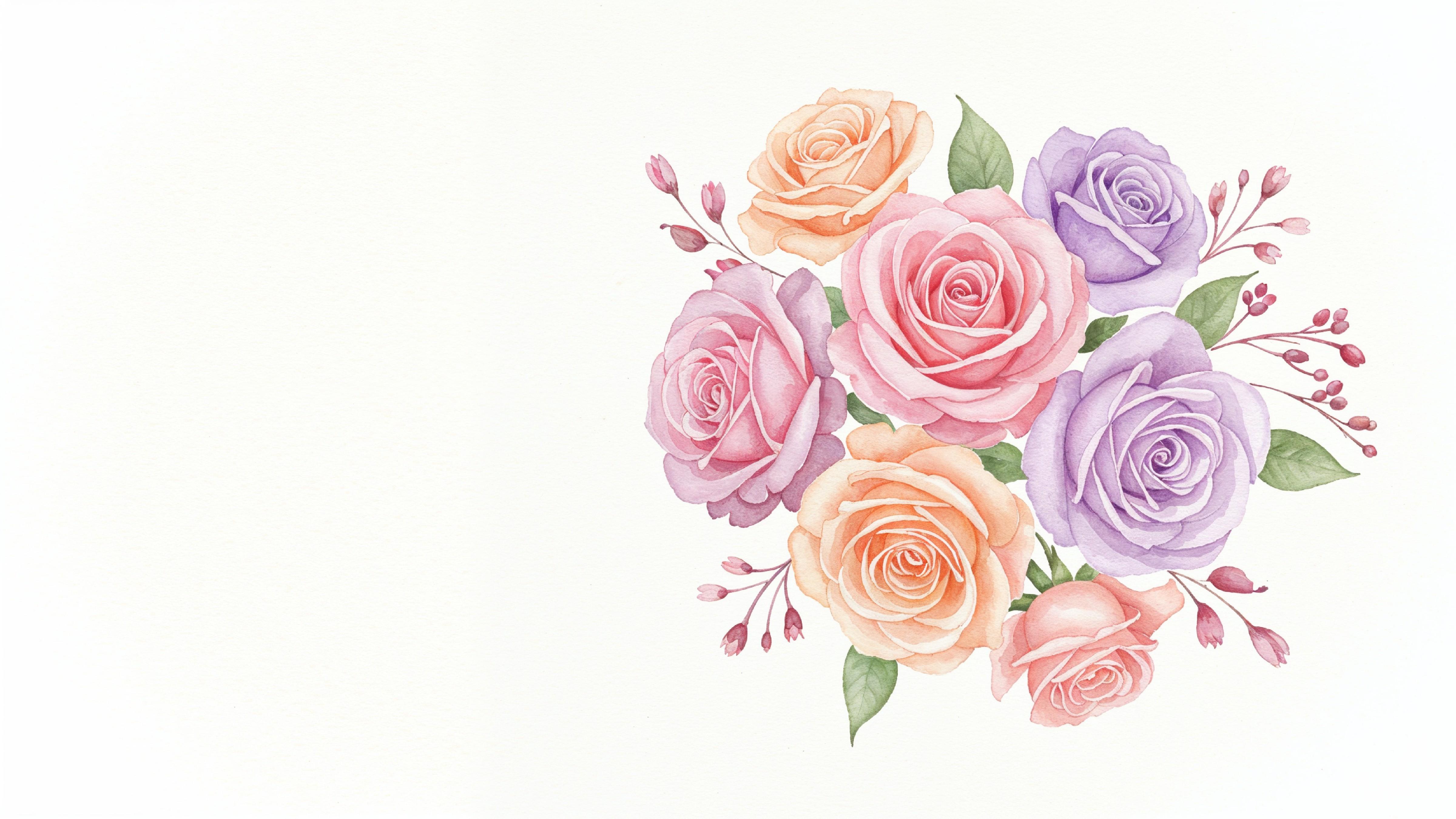 Dreamy Watercolor Pastel Rose Bouquet Illustration