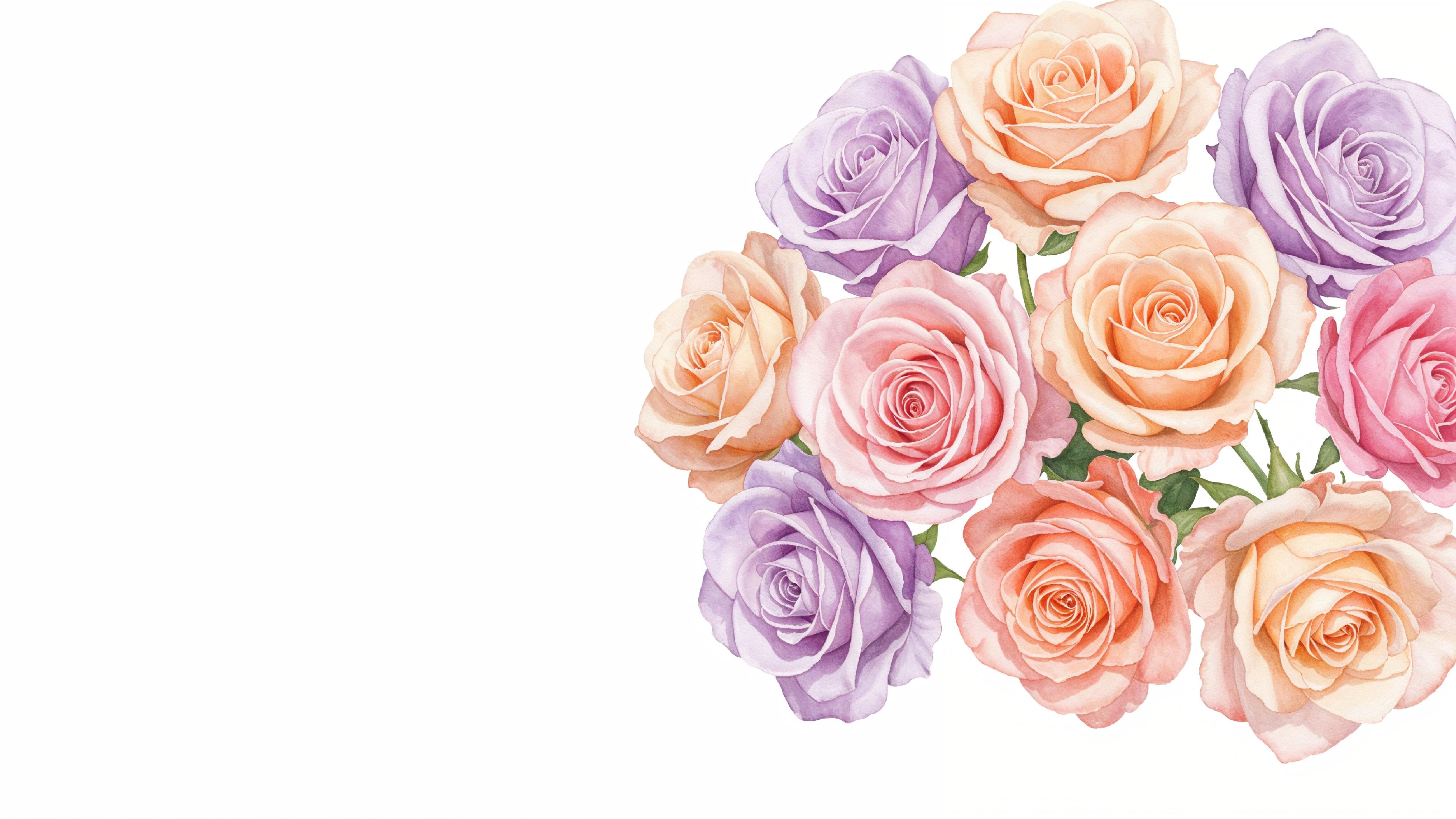 Dreamy Watercolor Pastel Rose Bouquet Illustration