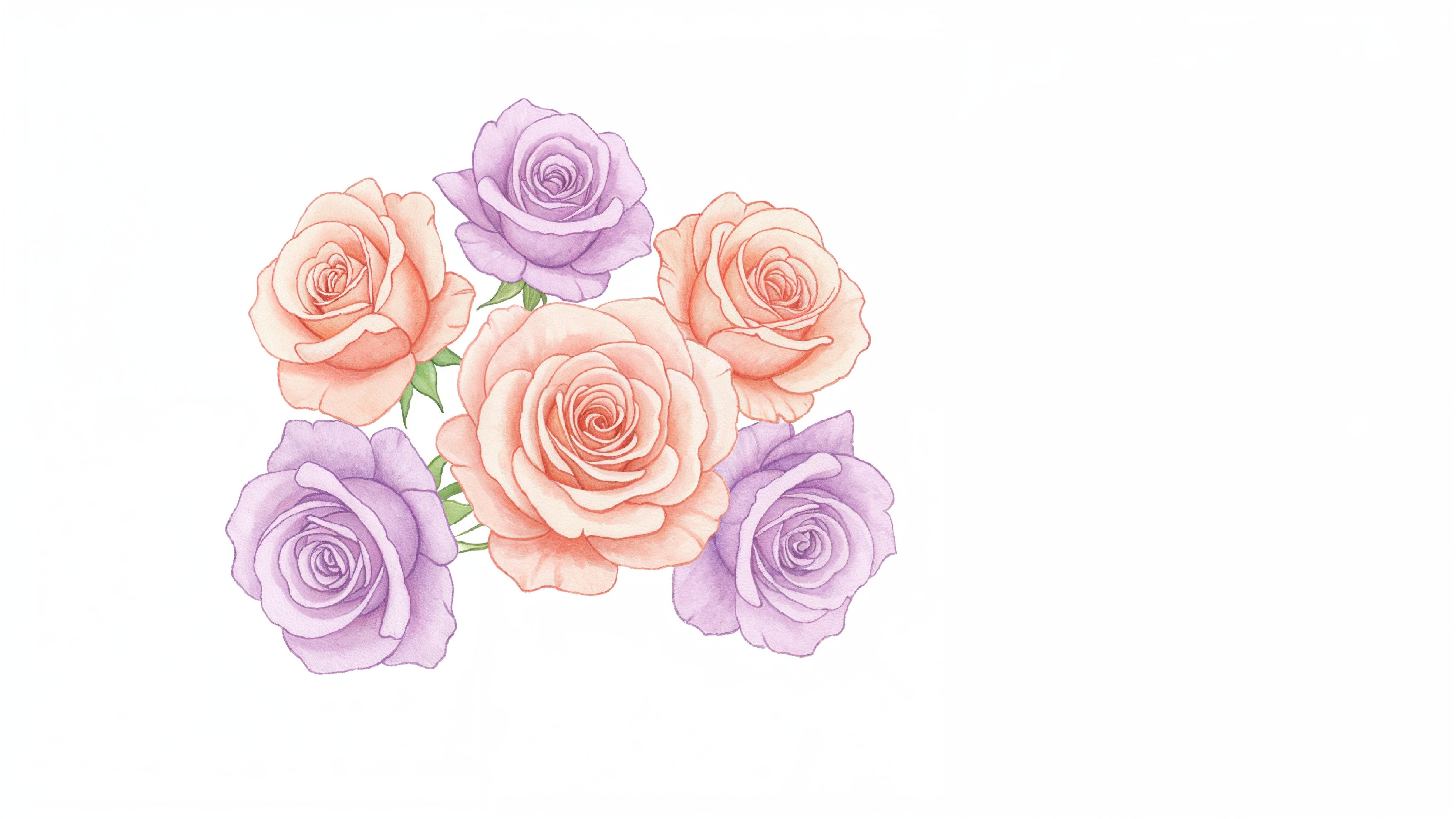 Dreamy Watercolor Pastel Rose Bouquet Illustration