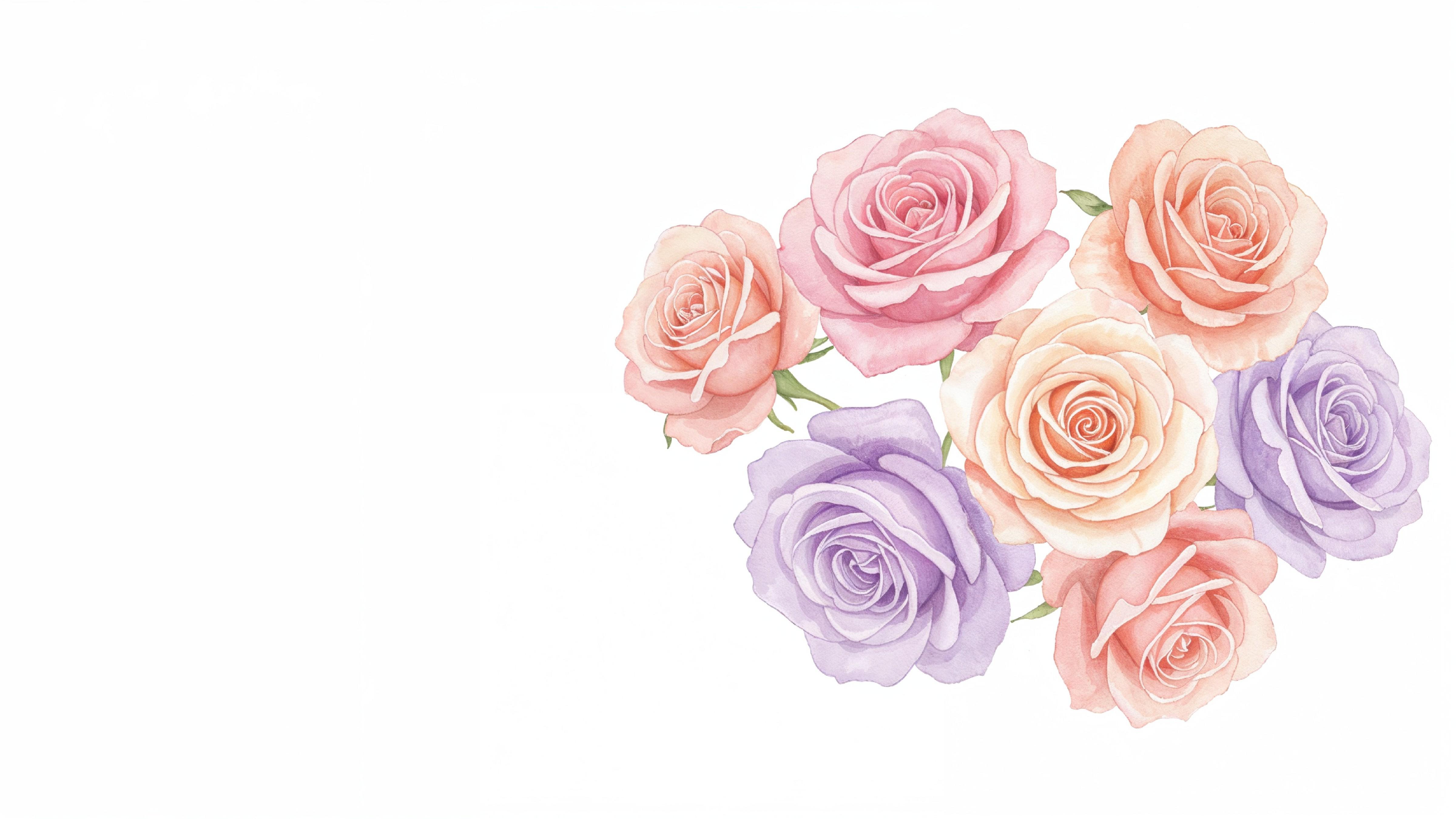 Dreamy Watercolor Pastel Rose Bouquet Illustration