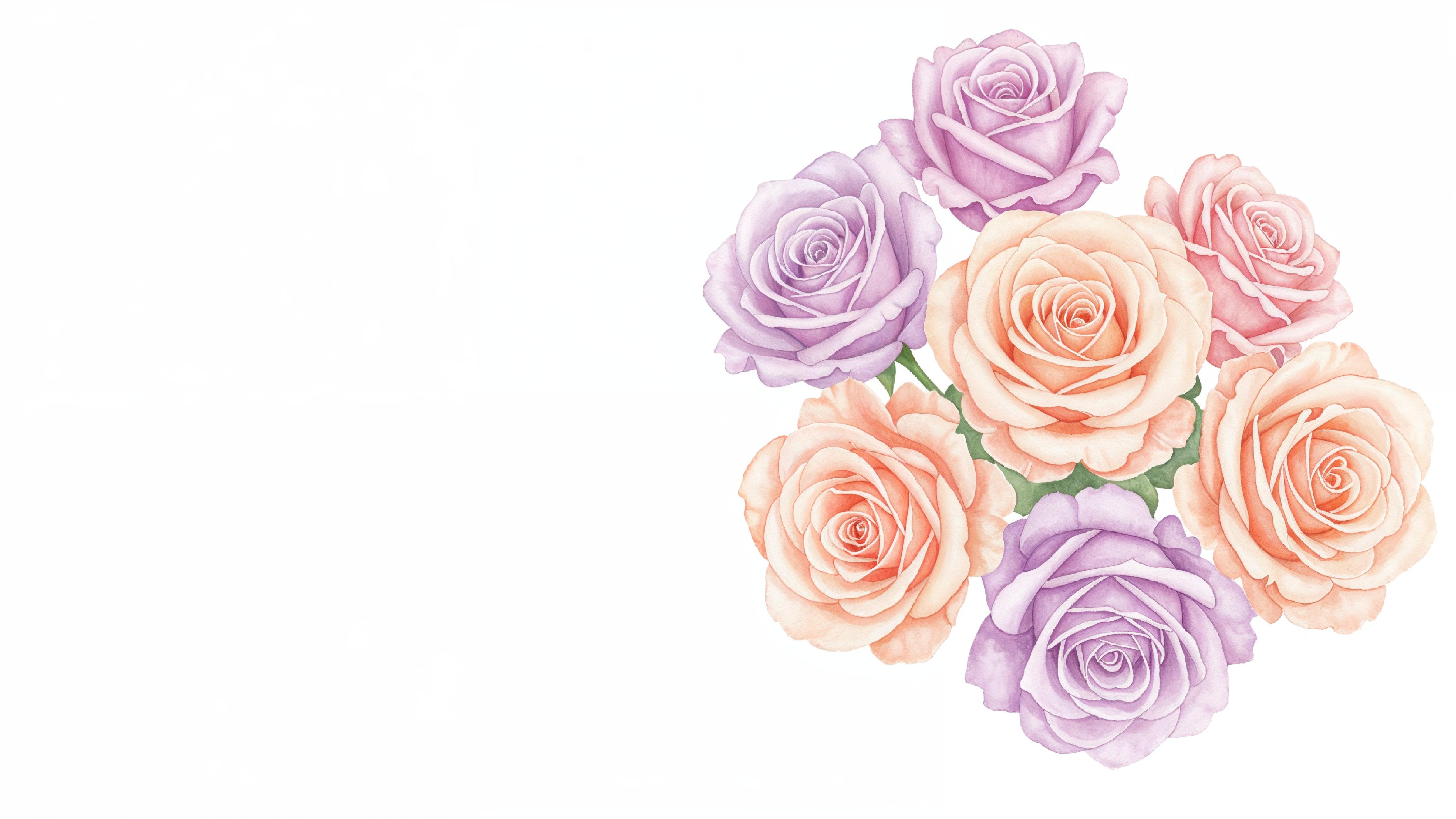 Dreamy Watercolor Pastel Rose Bouquet Illustration