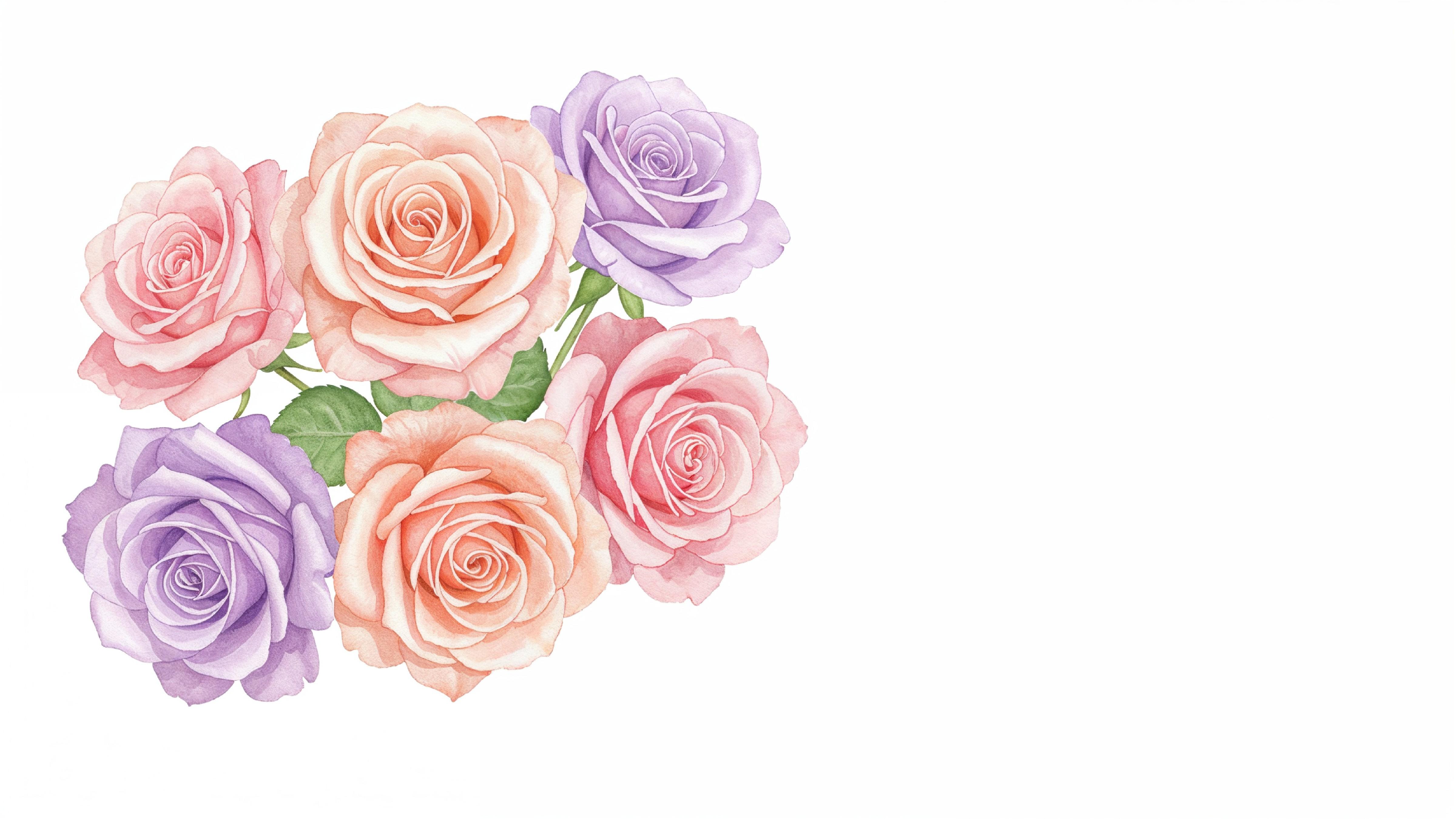 Dreamy Watercolor Pastel Rose Bouquet Illustration