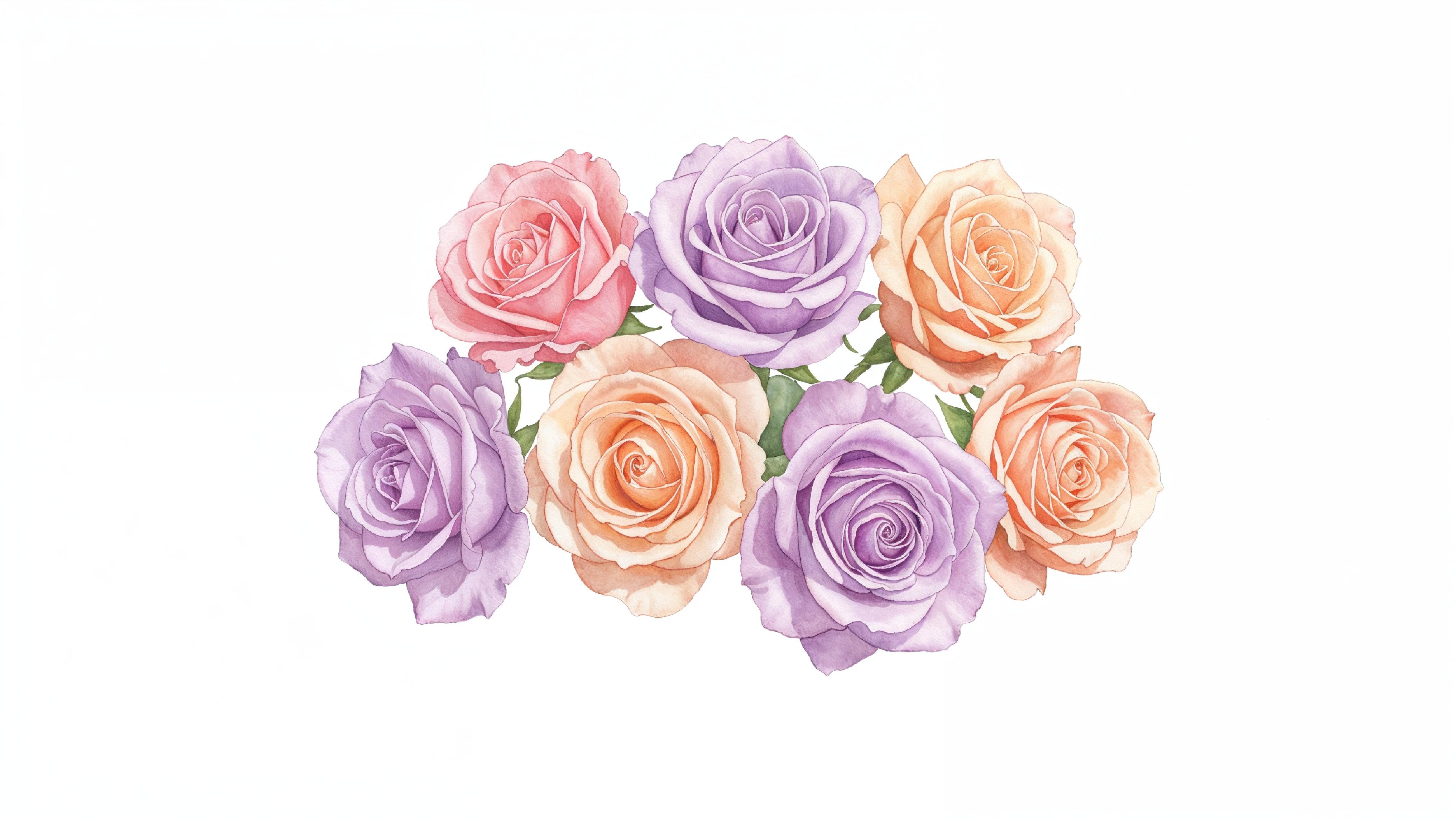 Dreamy Watercolor Pastel Rose Bouquet Illustration