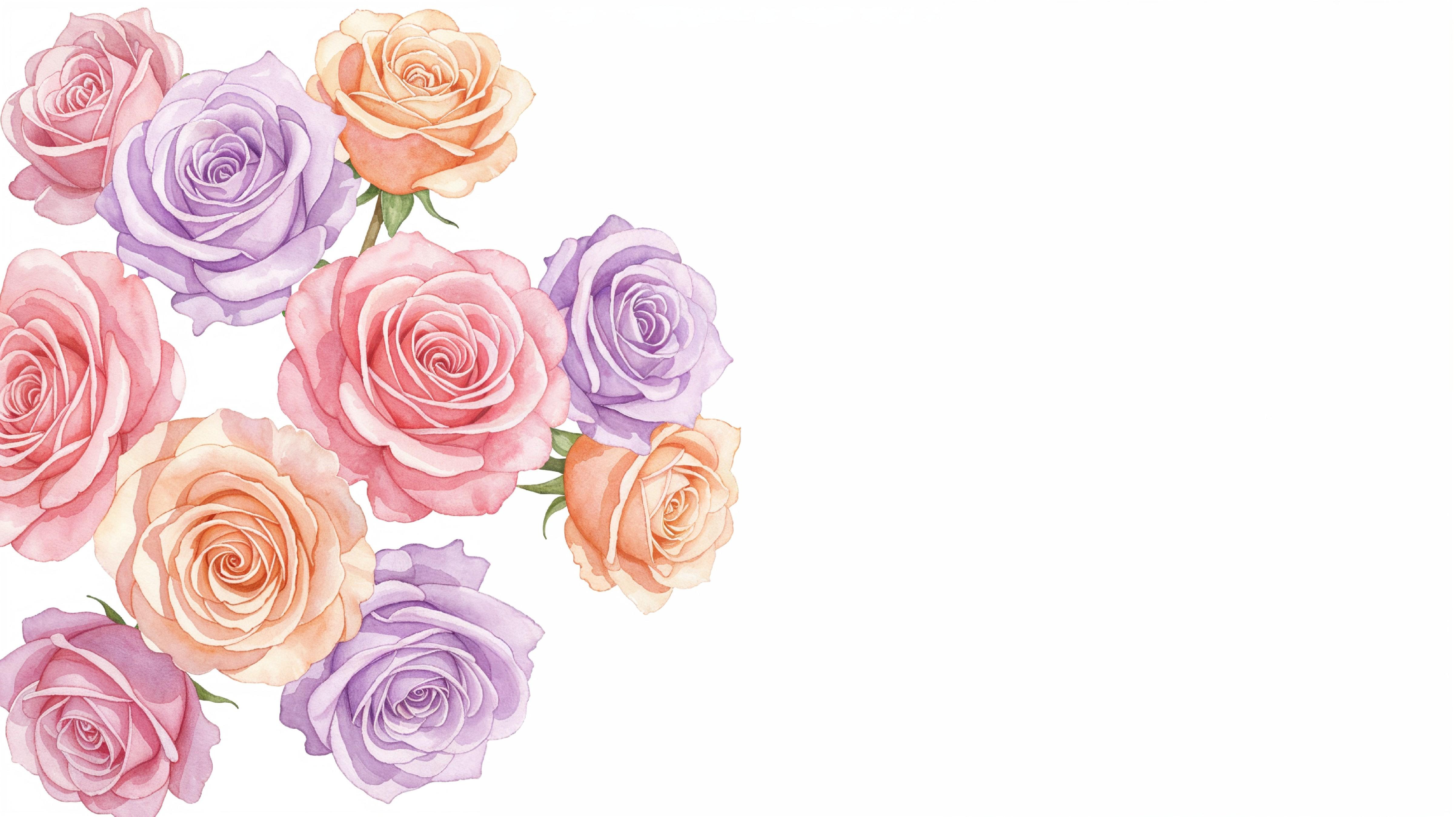 Dreamy Watercolor Pastel Rose Bouquet Illustration