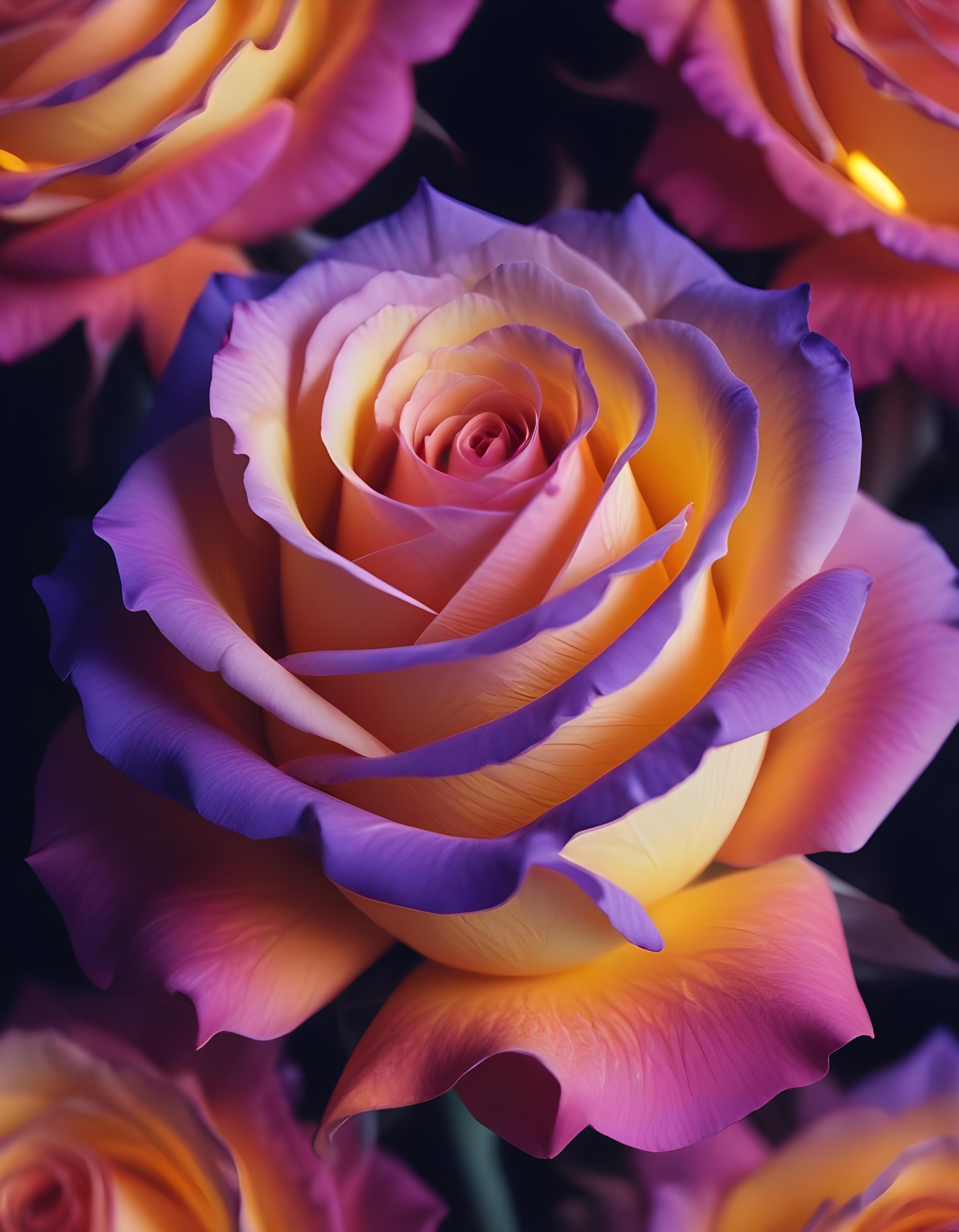 Fantasy Rose Flower with Fire and Glowing Flames Artistic Illustration