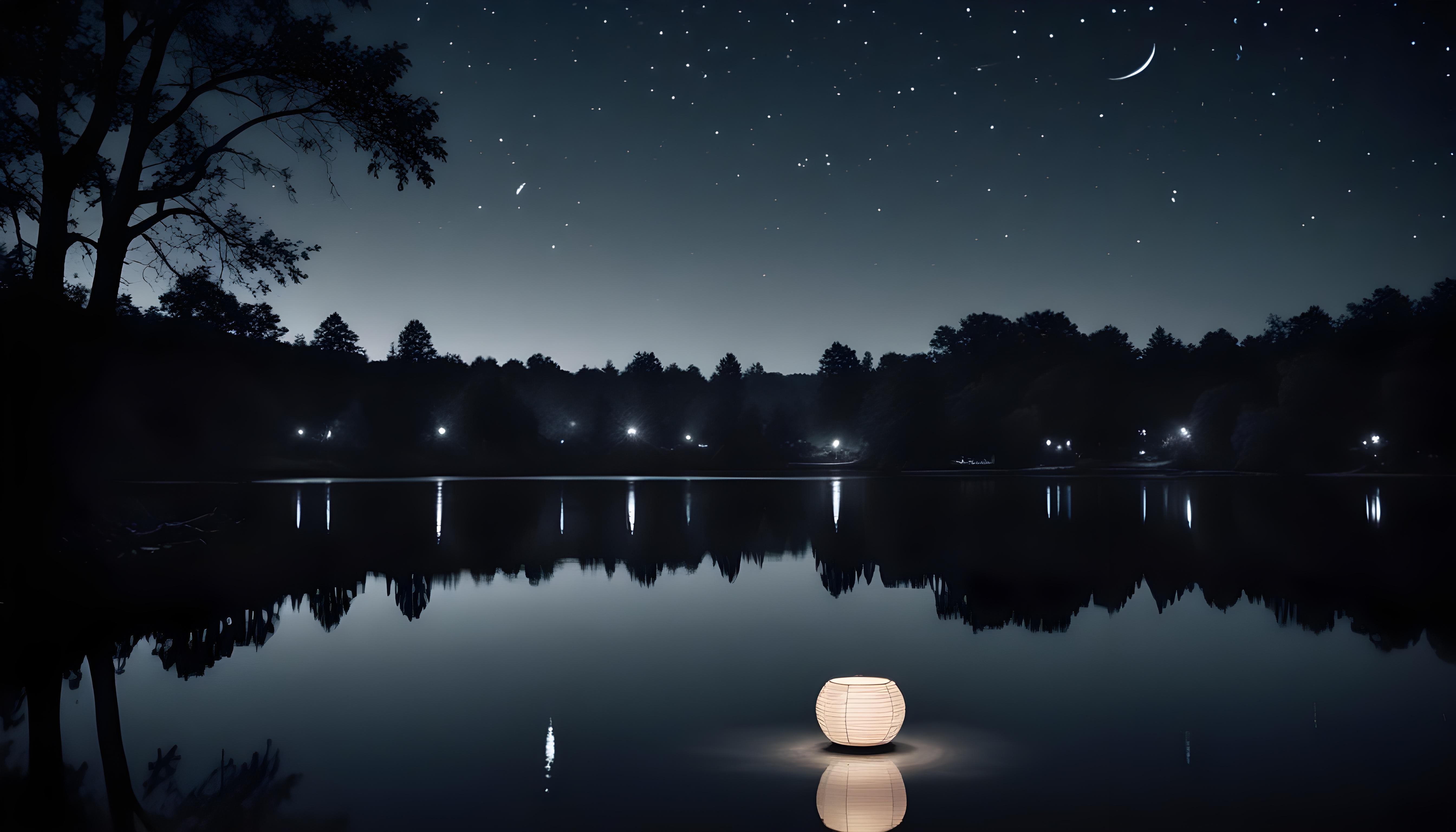 Glowing Candlelight Scene with Warm Ambience and Peaceful Night Background