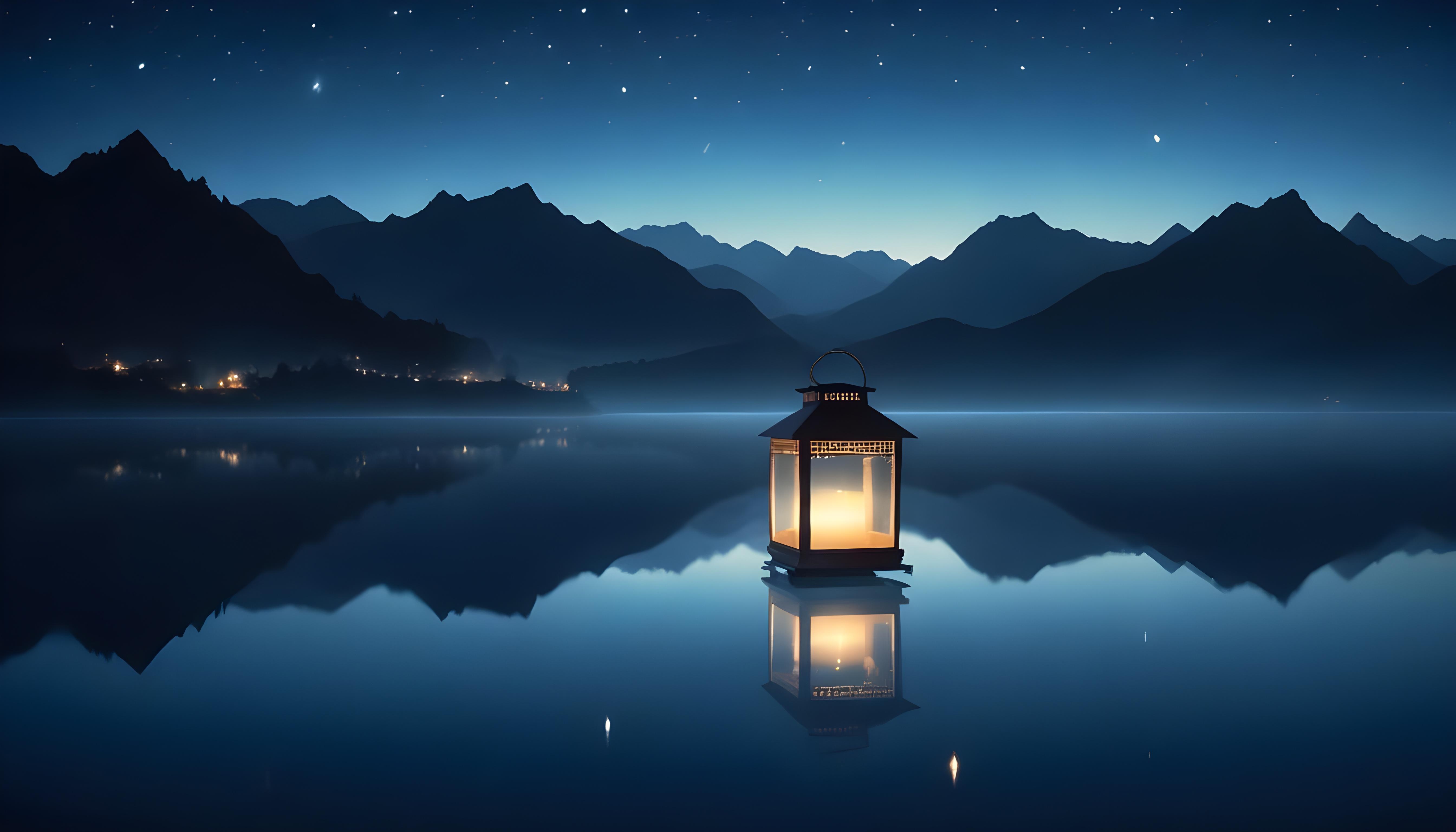 Glowing Candlelight Scene with Warm Ambience and Peaceful Night Background