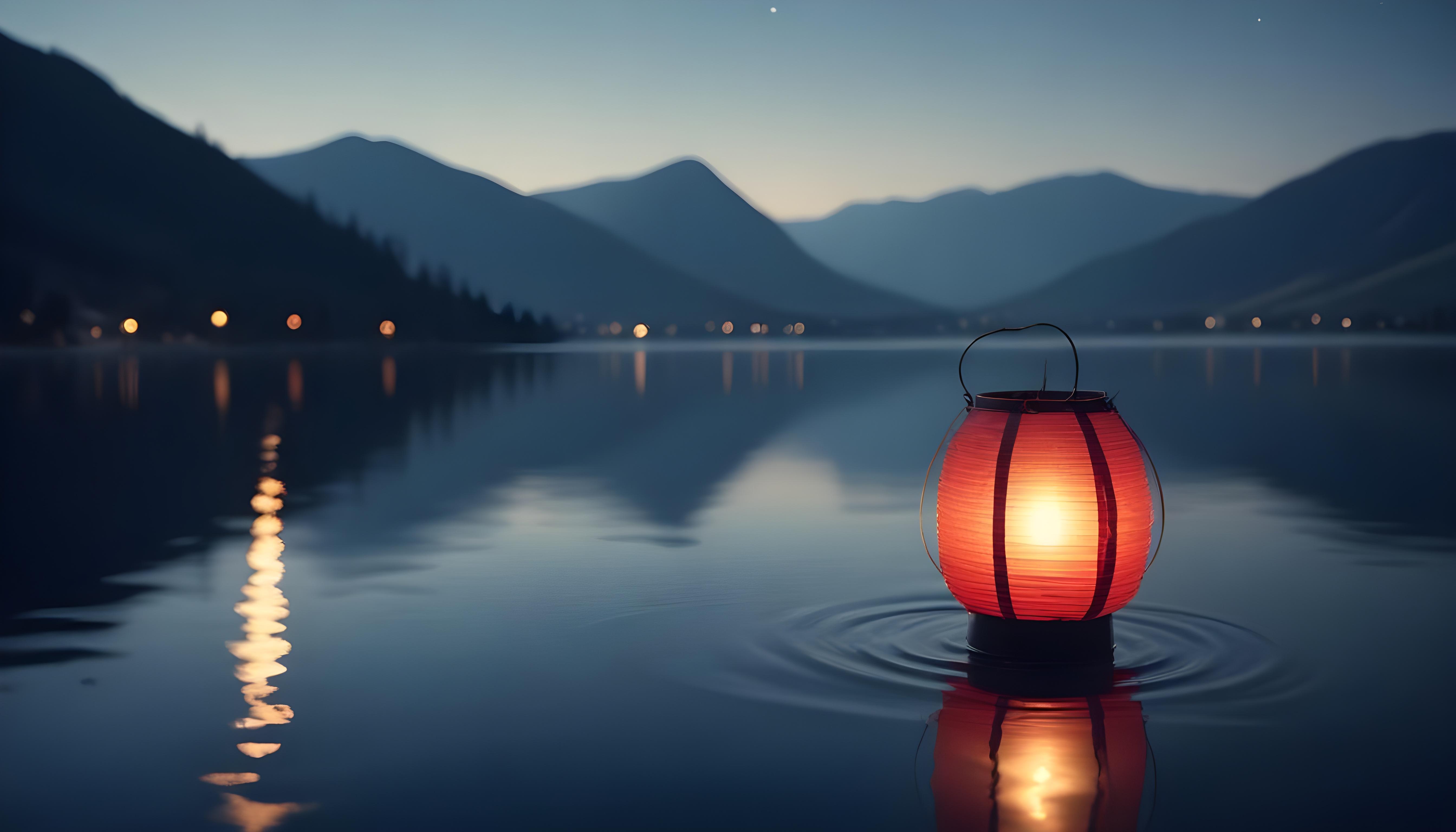 Glowing Candlelight Scene with Warm Ambience and Peaceful Night Background