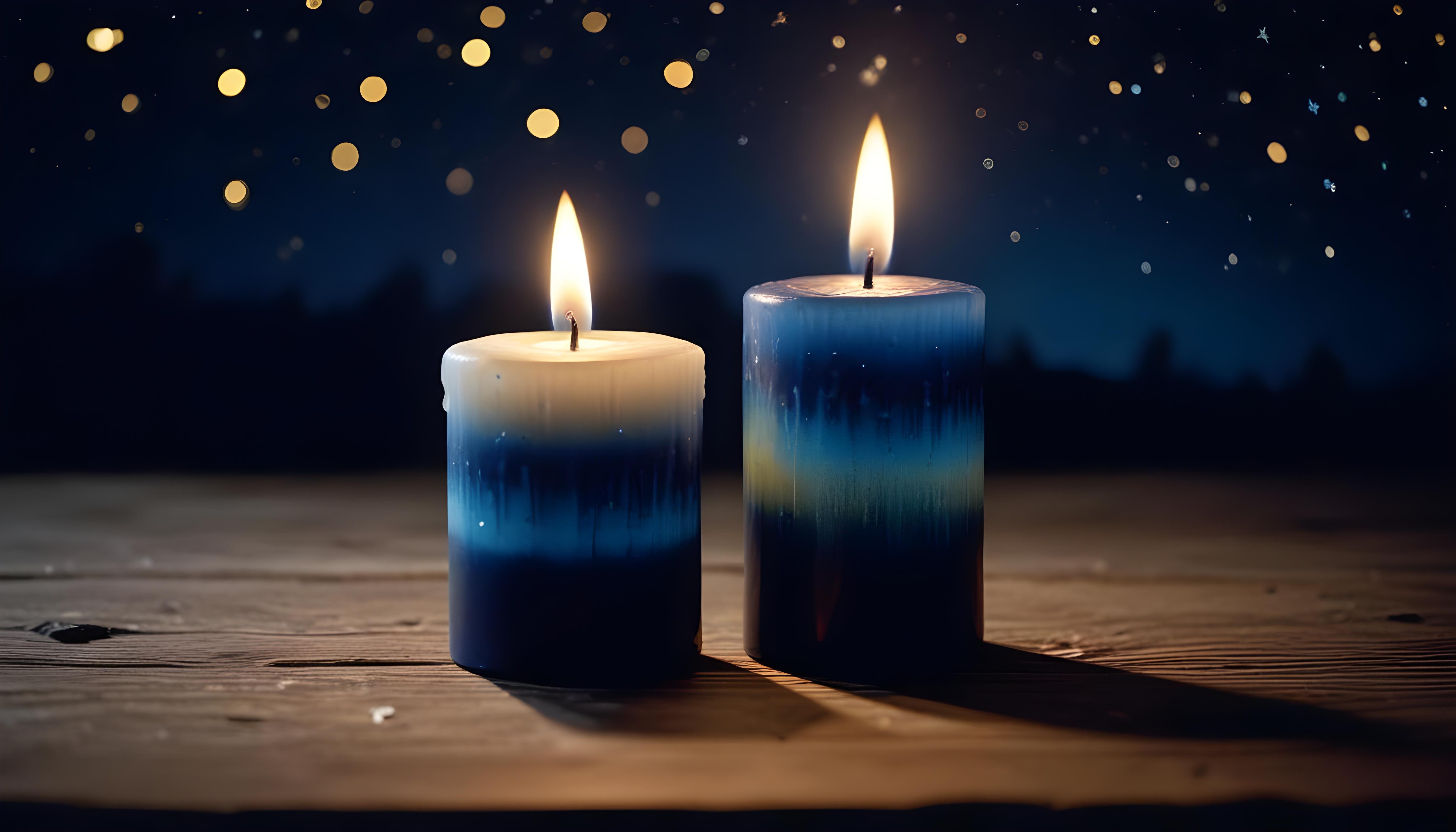 Glowing Candlelight Scene with Warm Ambience and Peaceful Night Background