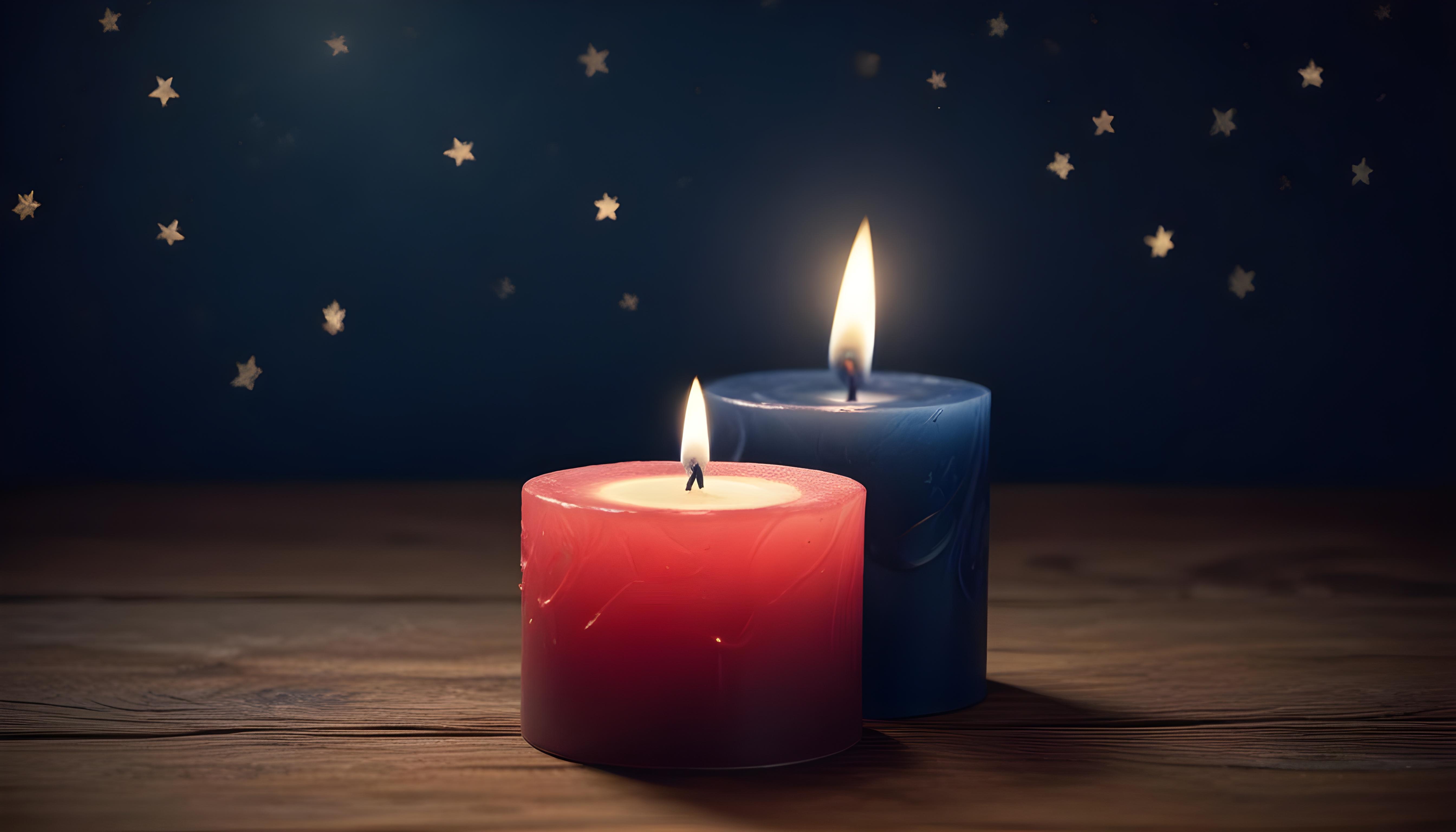 Glowing Candlelight Scene with Warm Ambience and Peaceful Night Background