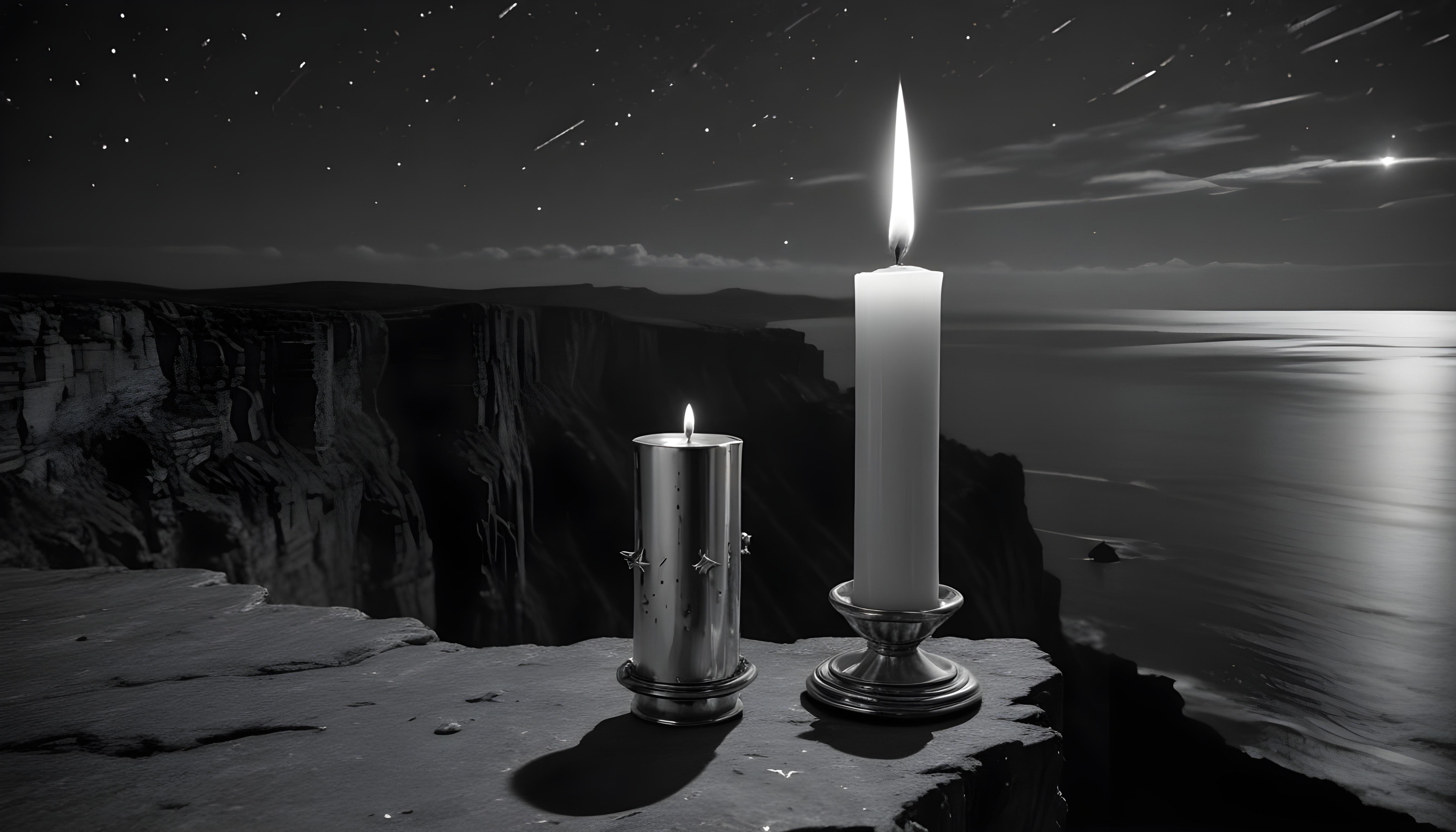 Glowing Candlelight Scene with Warm Ambience and Peaceful Night Background