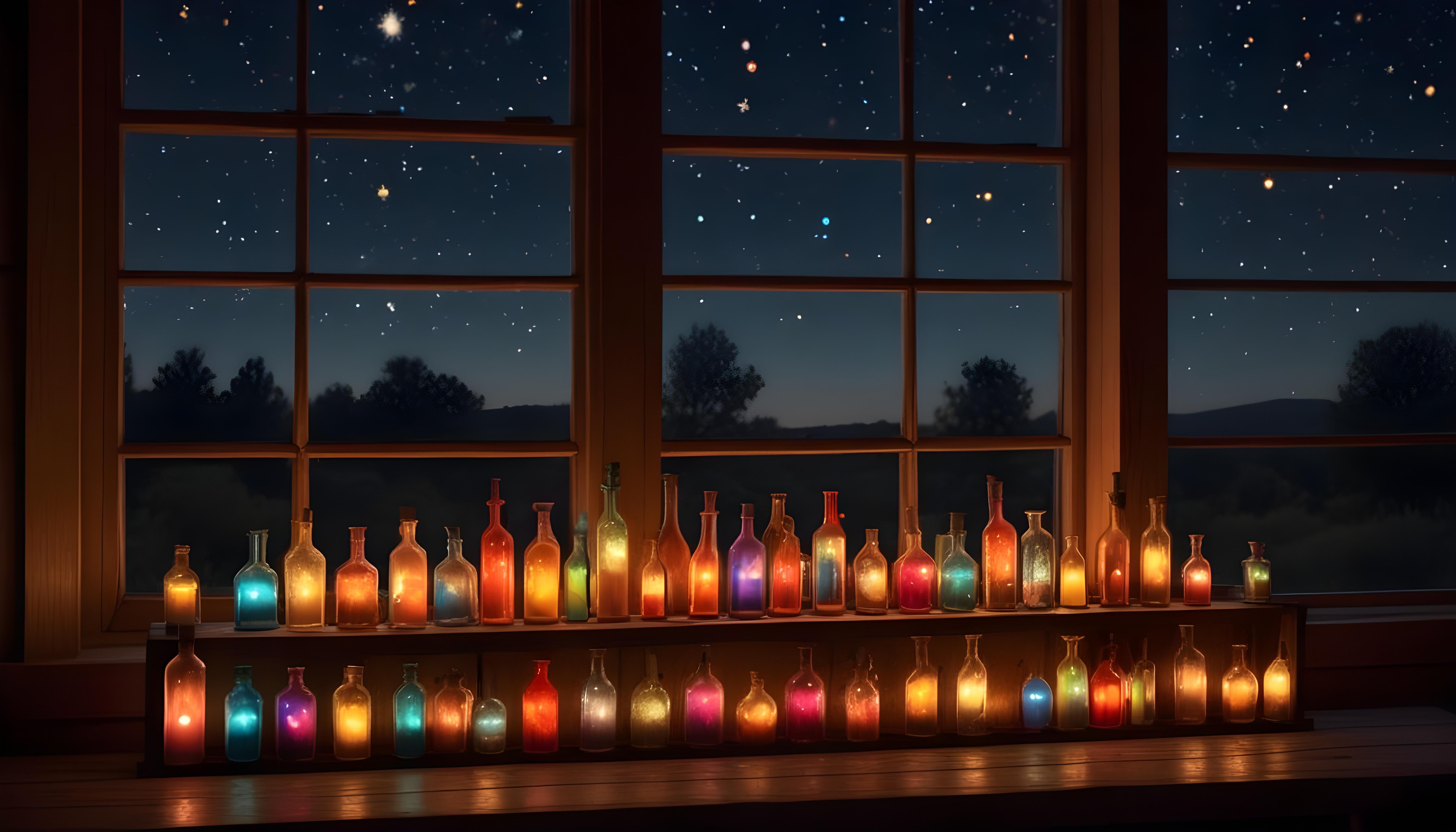 Glowing Candlelight Scene with Warm Ambience and Peaceful Night Background