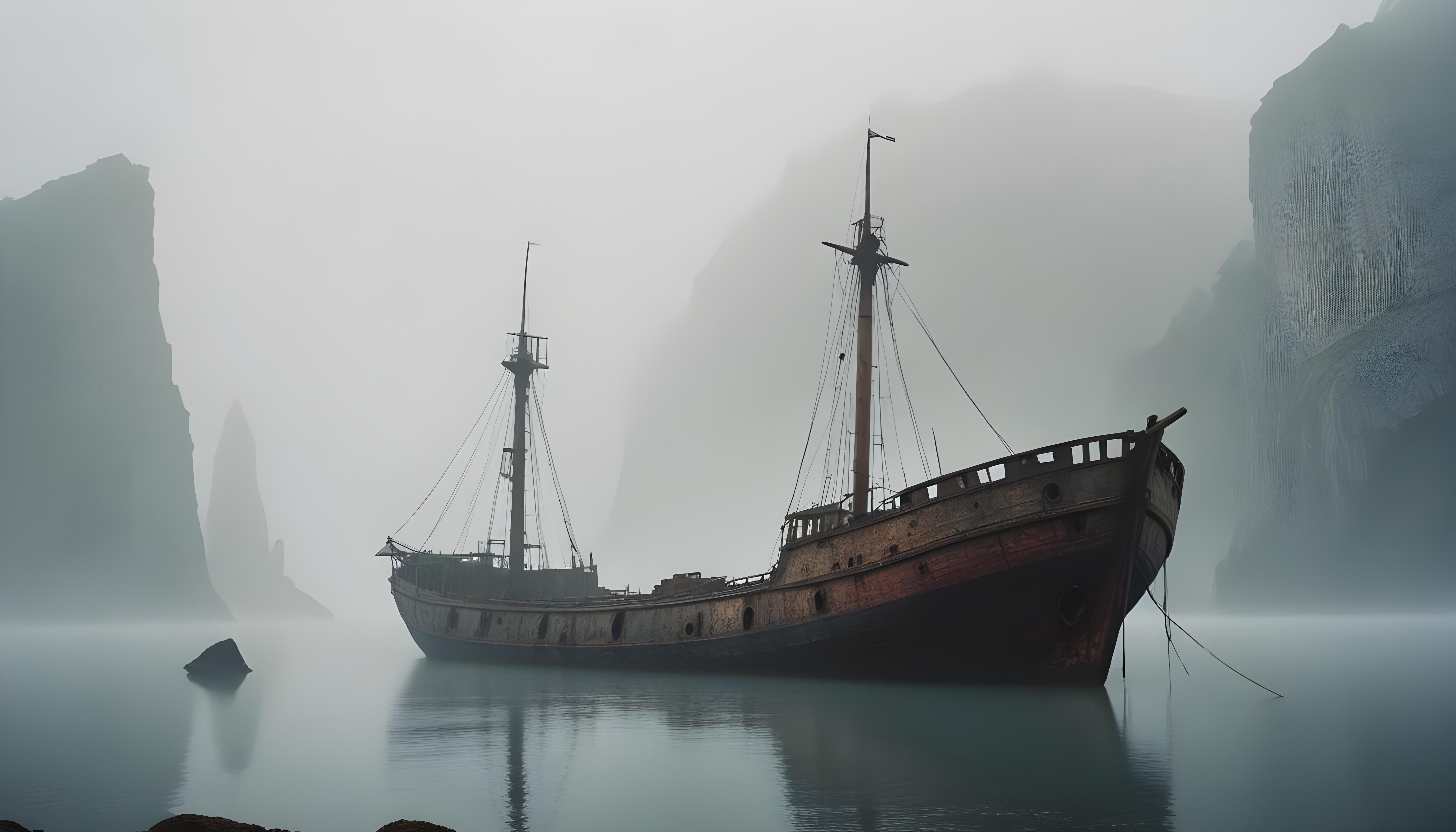Majestic Sailing Ship on Ocean with Vintage Maritime Adventure Theme
