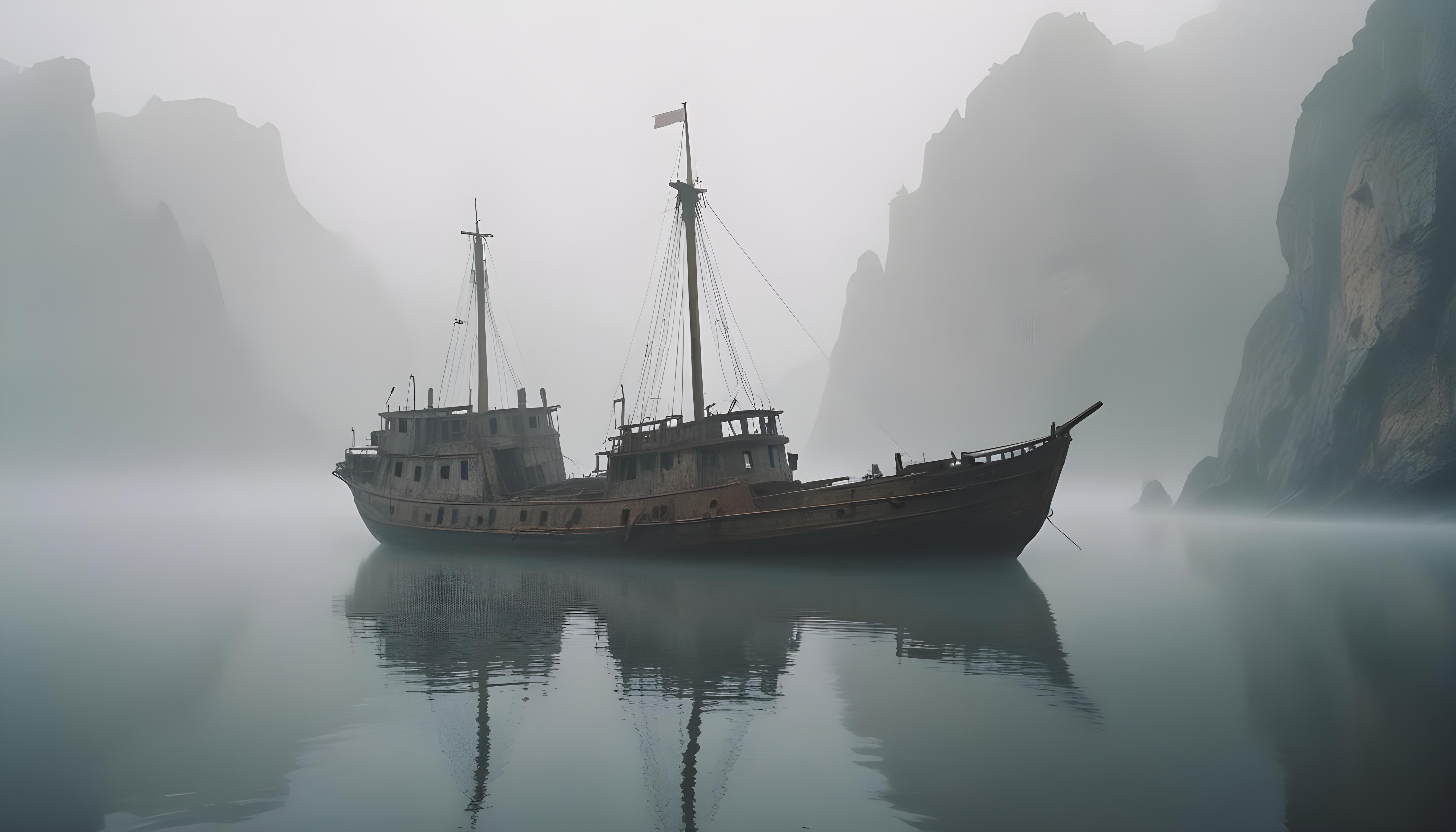 Majestic Sailing Ship on Ocean with Vintage Maritime Adventure Theme