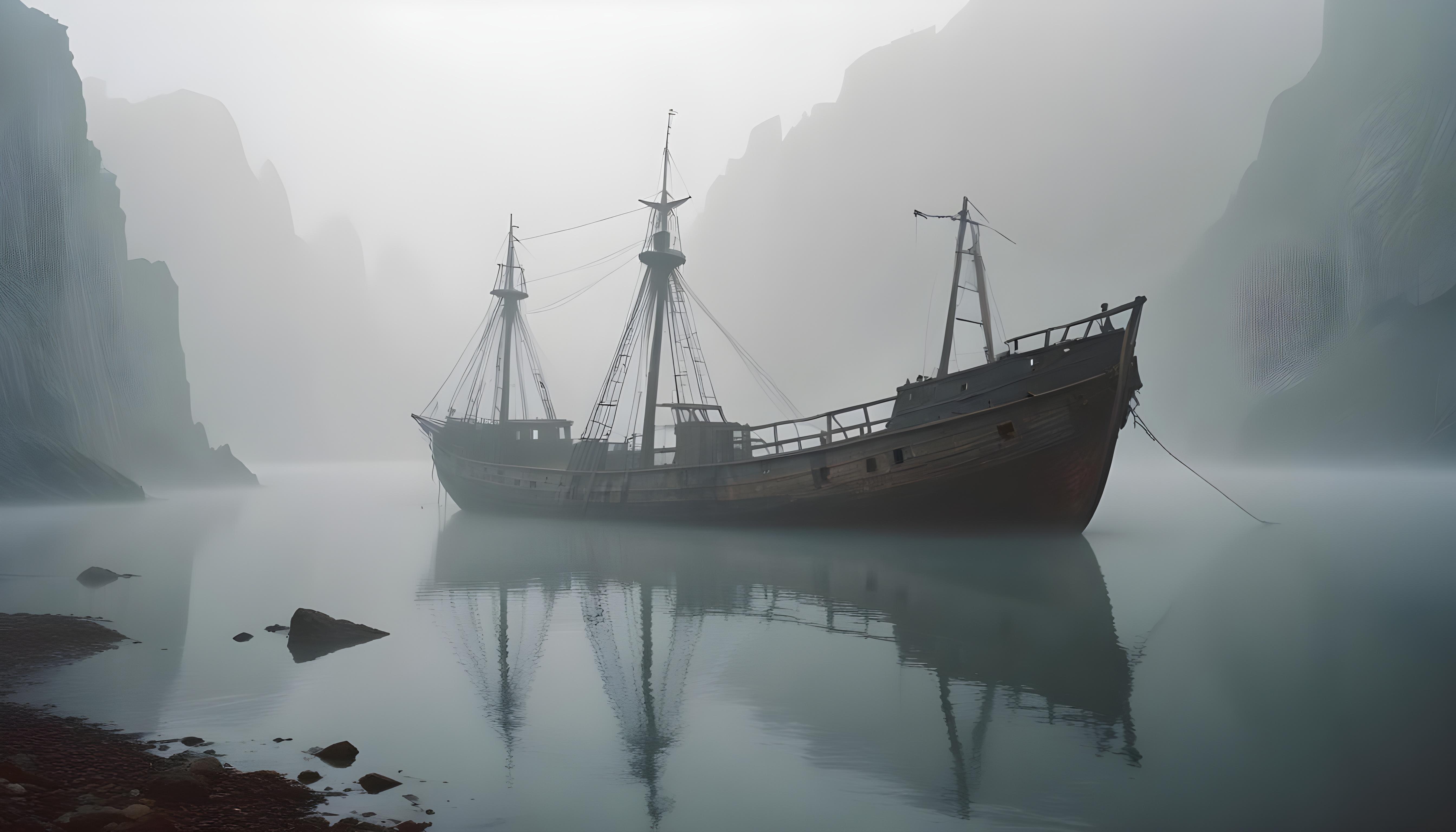 Majestic Sailing Ship on Ocean with Vintage Maritime Adventure Theme