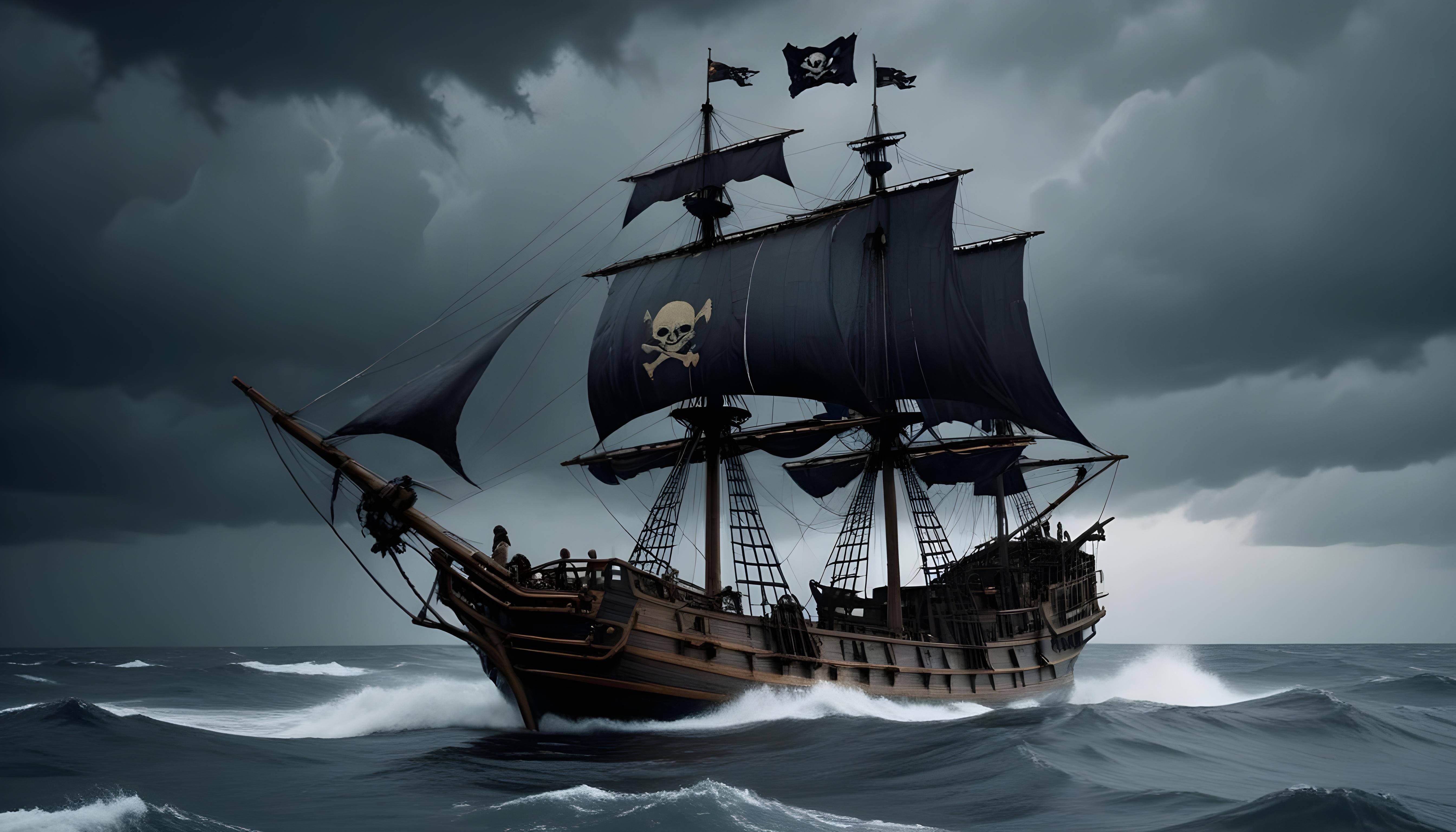 Majestic Sailing Ship on Ocean with Vintage Maritime Adventure Theme