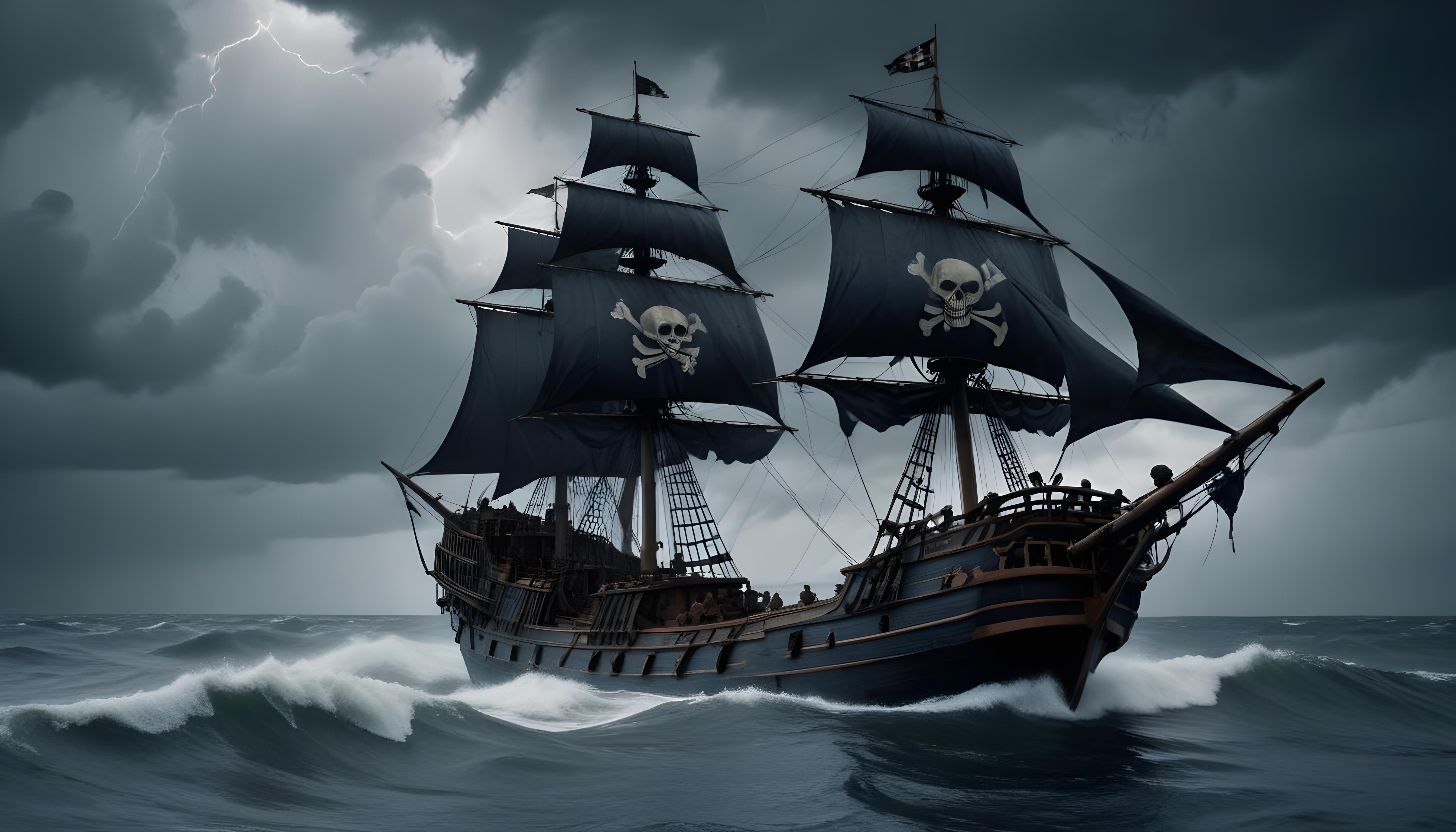 Majestic Sailing Ship on Ocean with Vintage Maritime Adventure Theme