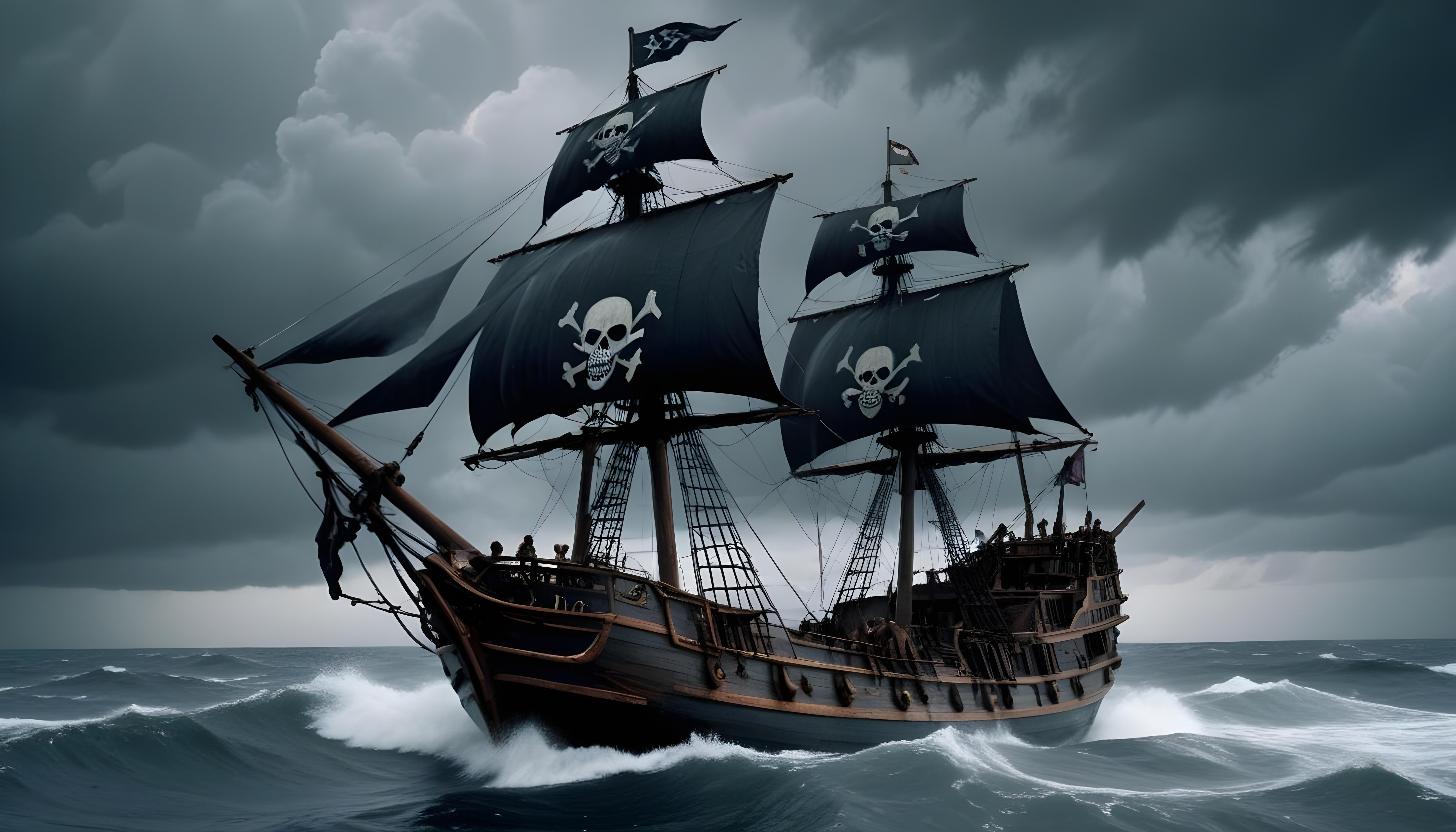 Majestic Sailing Ship on Ocean with Vintage Maritime Adventure Theme