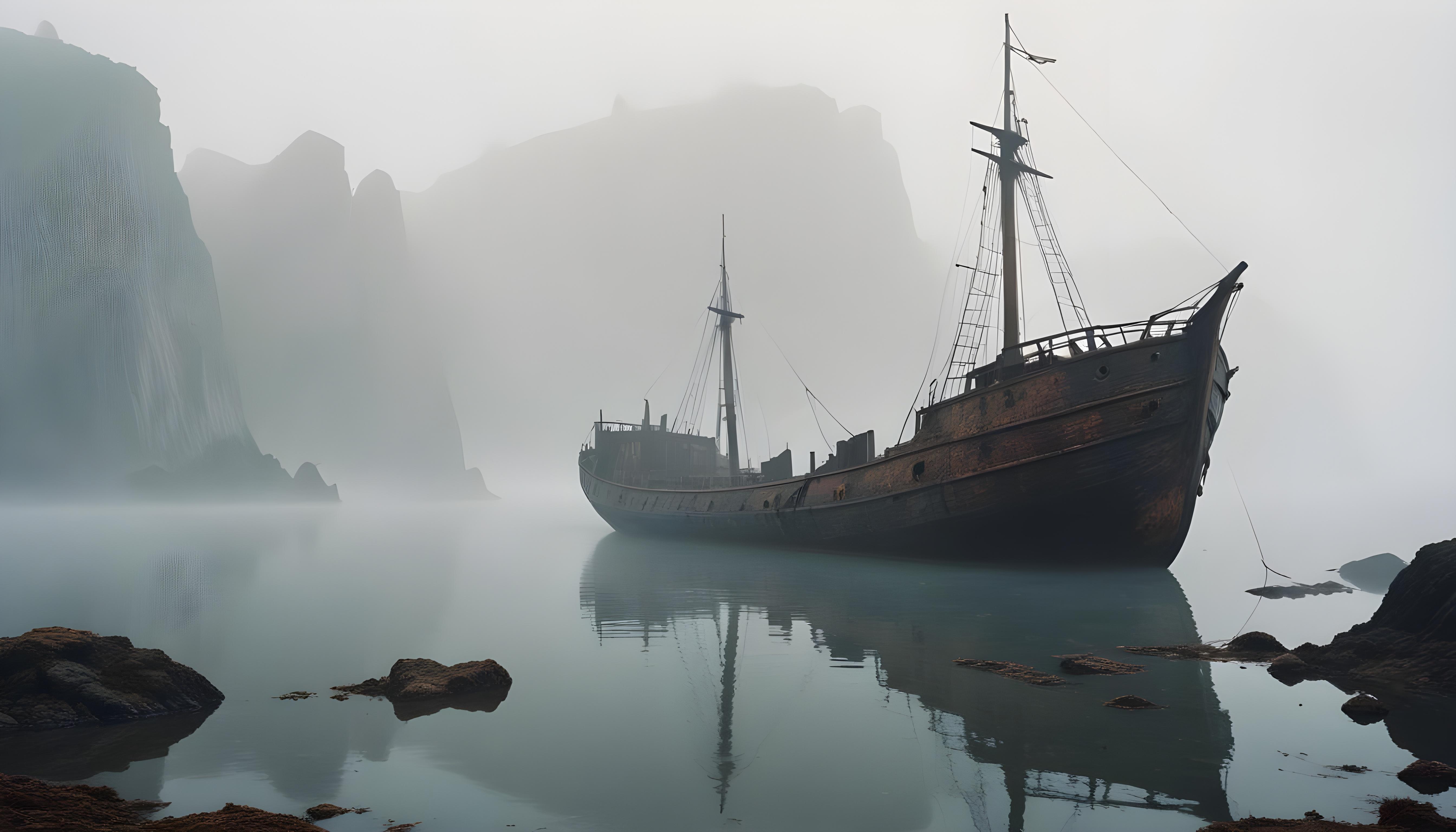 Majestic Sailing Ship on Ocean with Vintage Maritime Adventure Theme