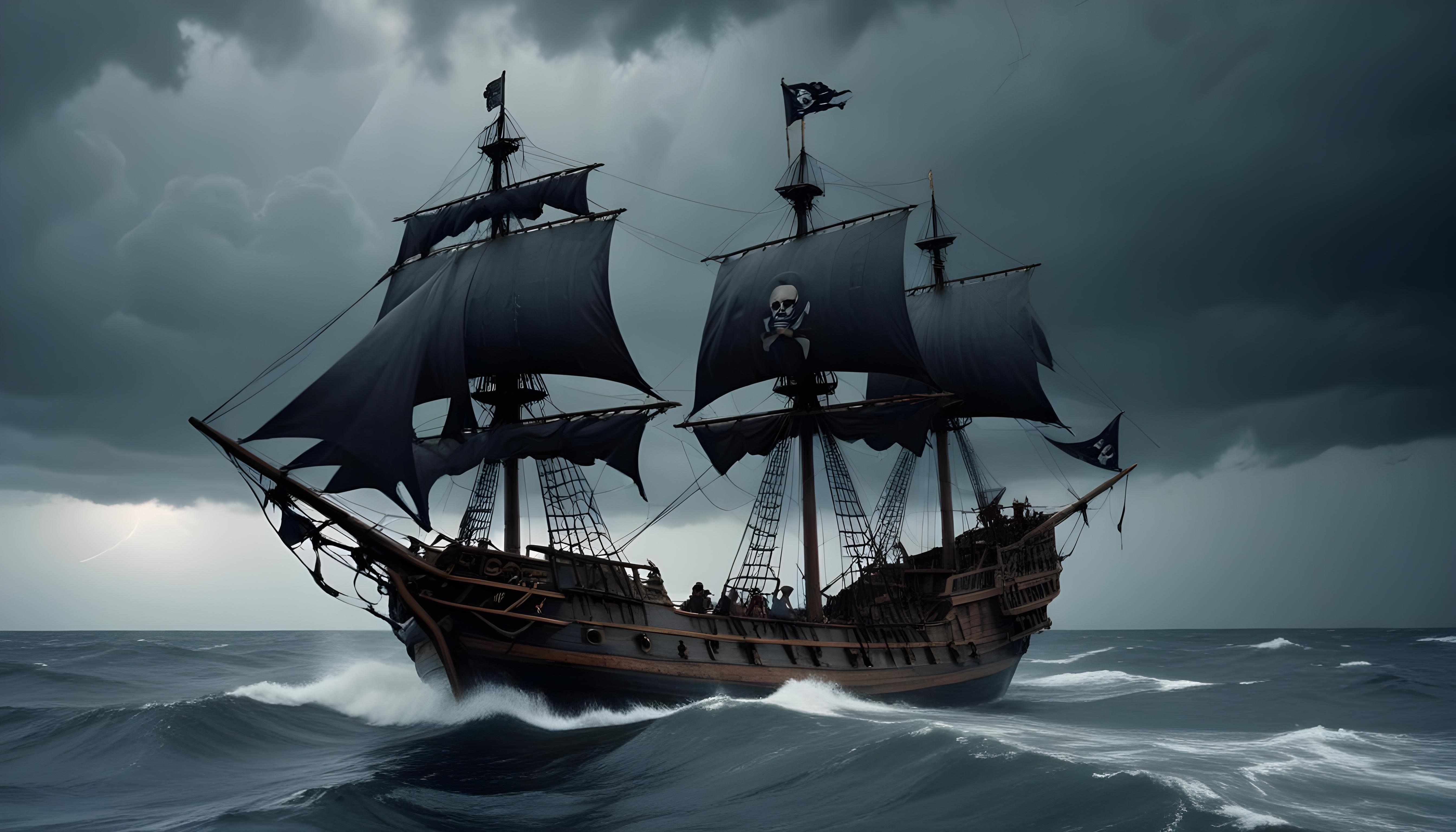 Majestic Sailing Ship on Ocean with Vintage Maritime Adventure Theme