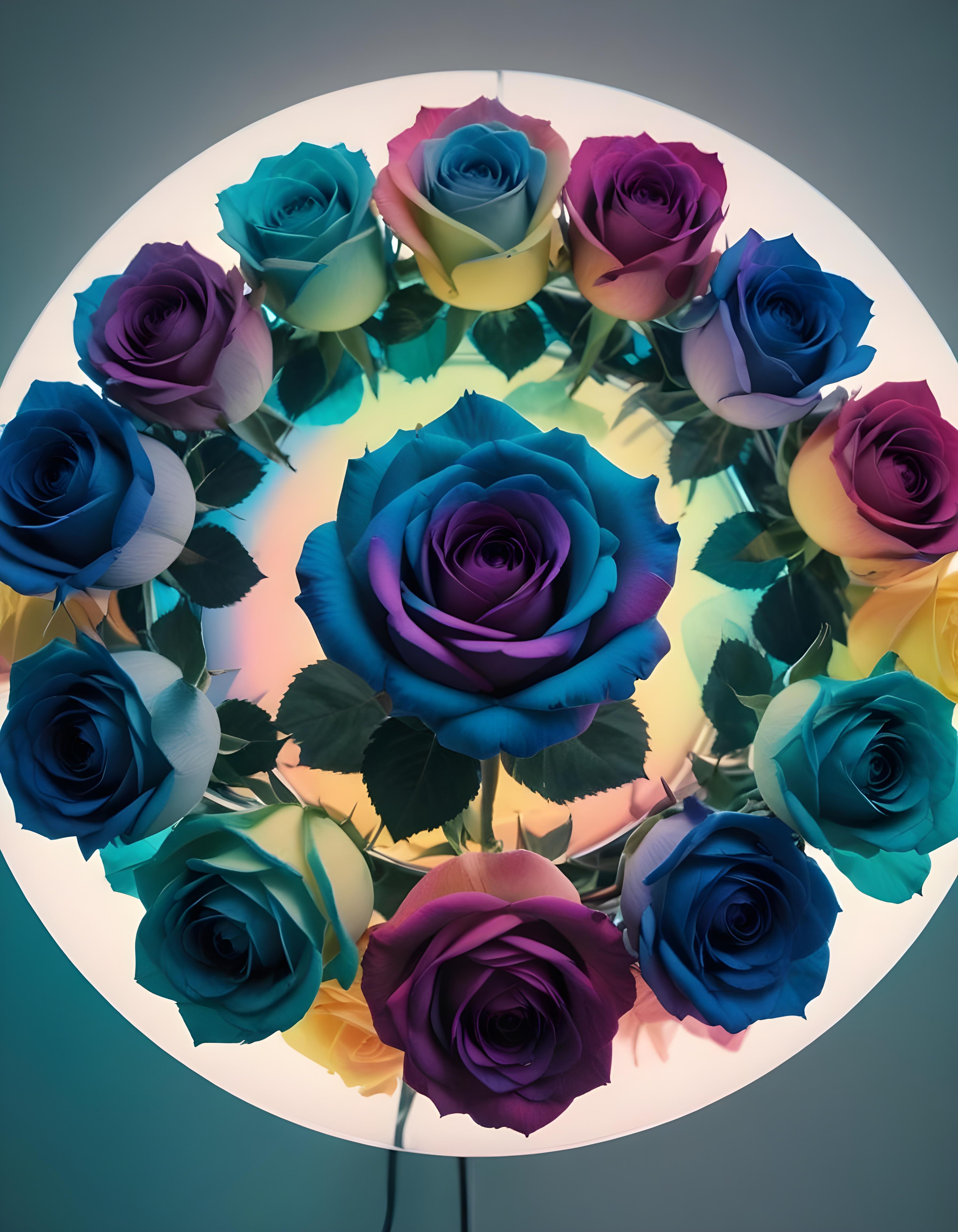 Moonlit Rose Garden Fantasy Landscape with Blooming Flowers and Night Sky