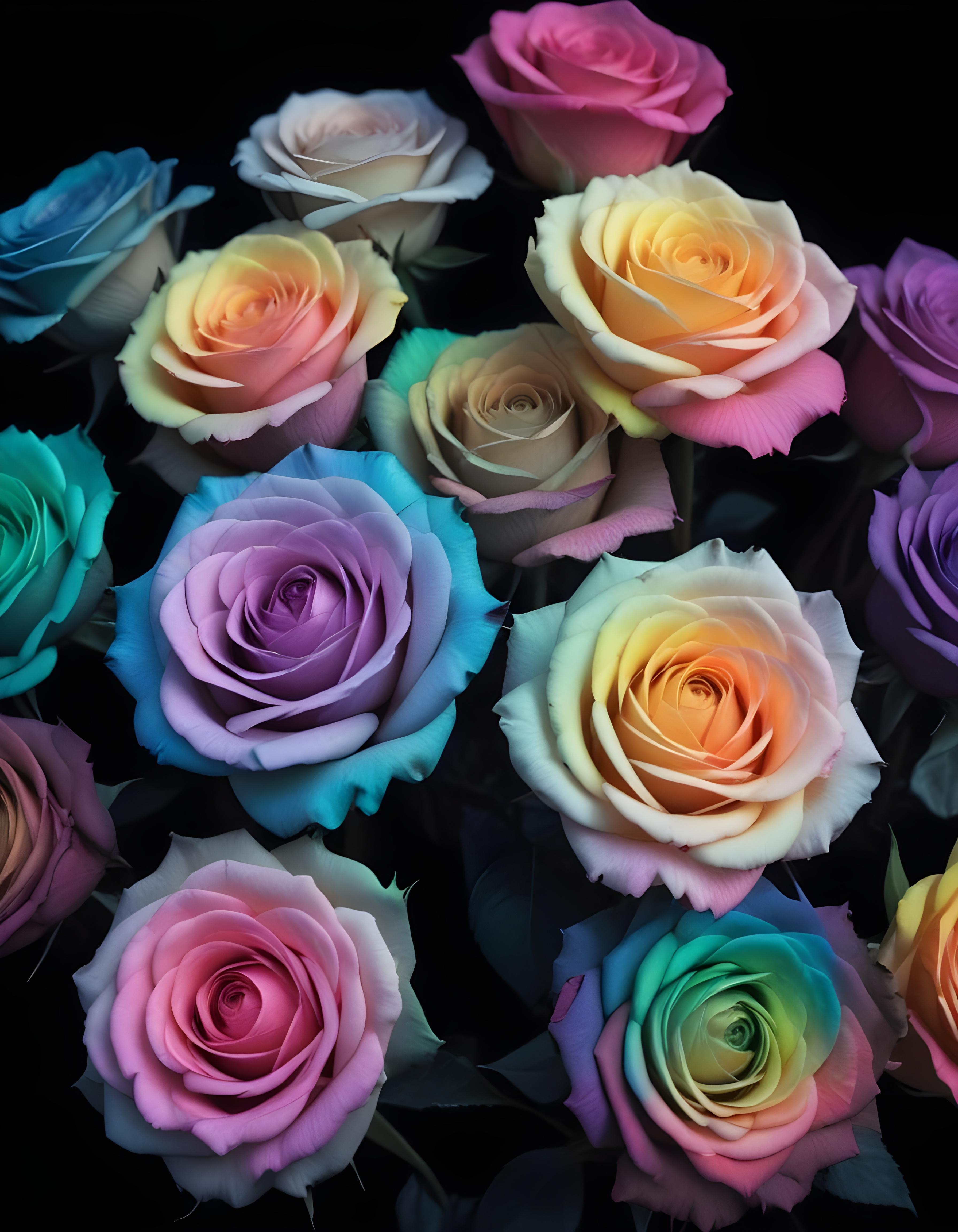 Moonlit Rose Garden Fantasy Landscape with Blooming Flowers and Night Sky