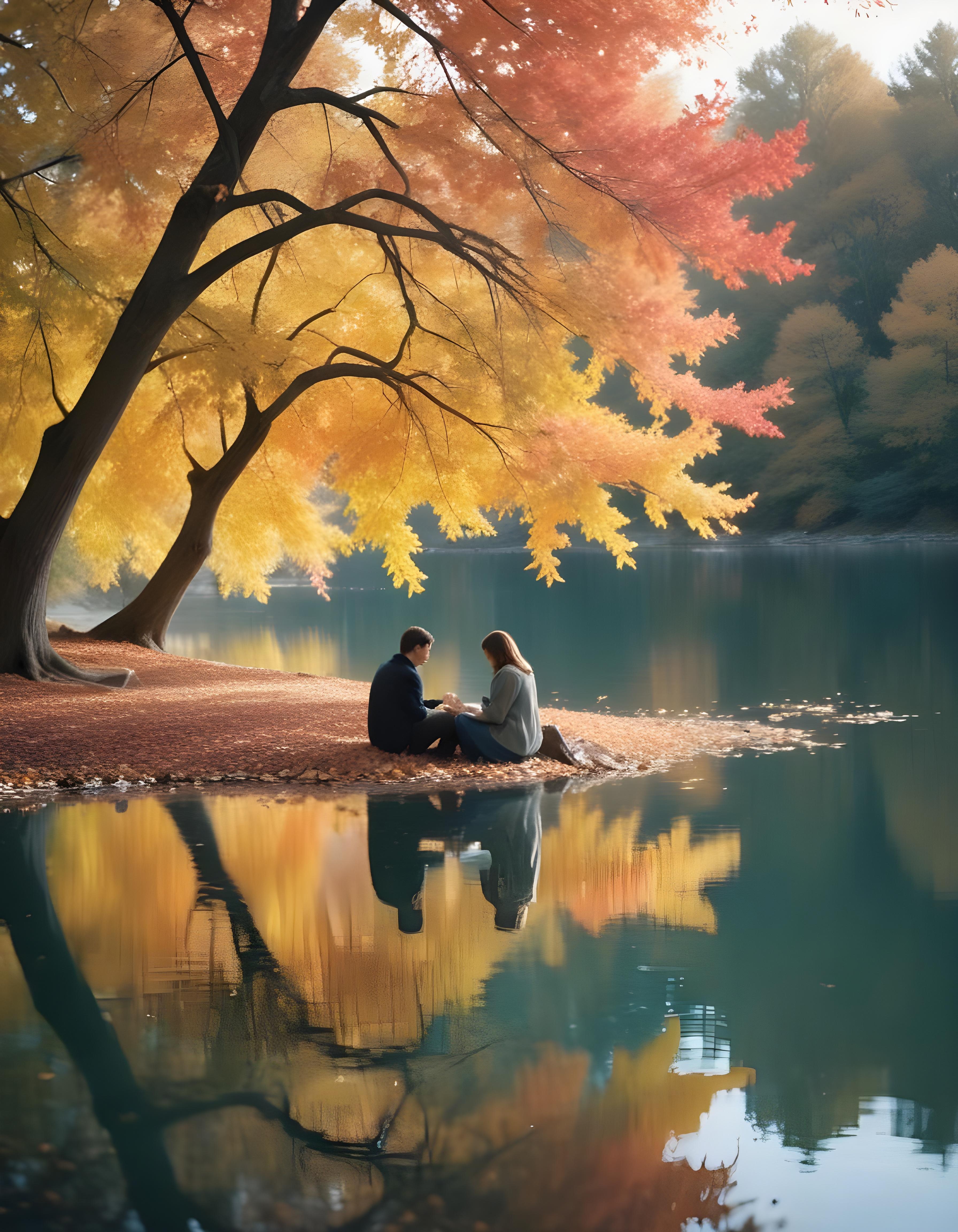 Romantic Couple Walking Together in Nature at Sunset and Moonlight Background